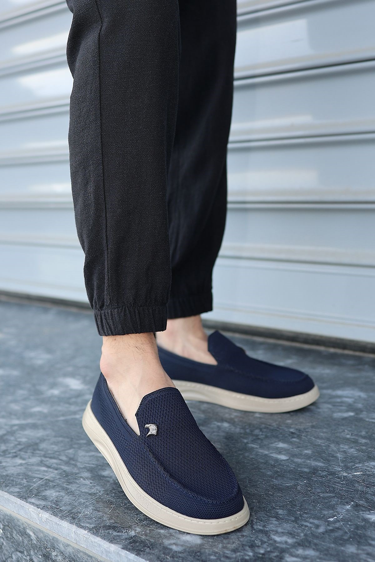 Terry Erkek Lacivert Garantili Rahat Dikişli Esnek Hakiki Deri Detaylı Triko Loafer TERRY-7992 - Görsel 2