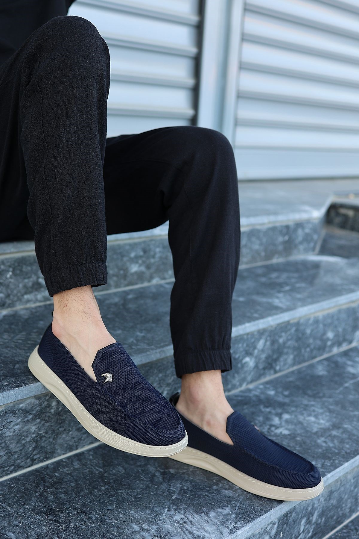 Terry Erkek Lacivert Garantili Rahat Dikişli Esnek Hakiki Deri Detaylı Triko Loafer TERRY-7992 - Görsel 4