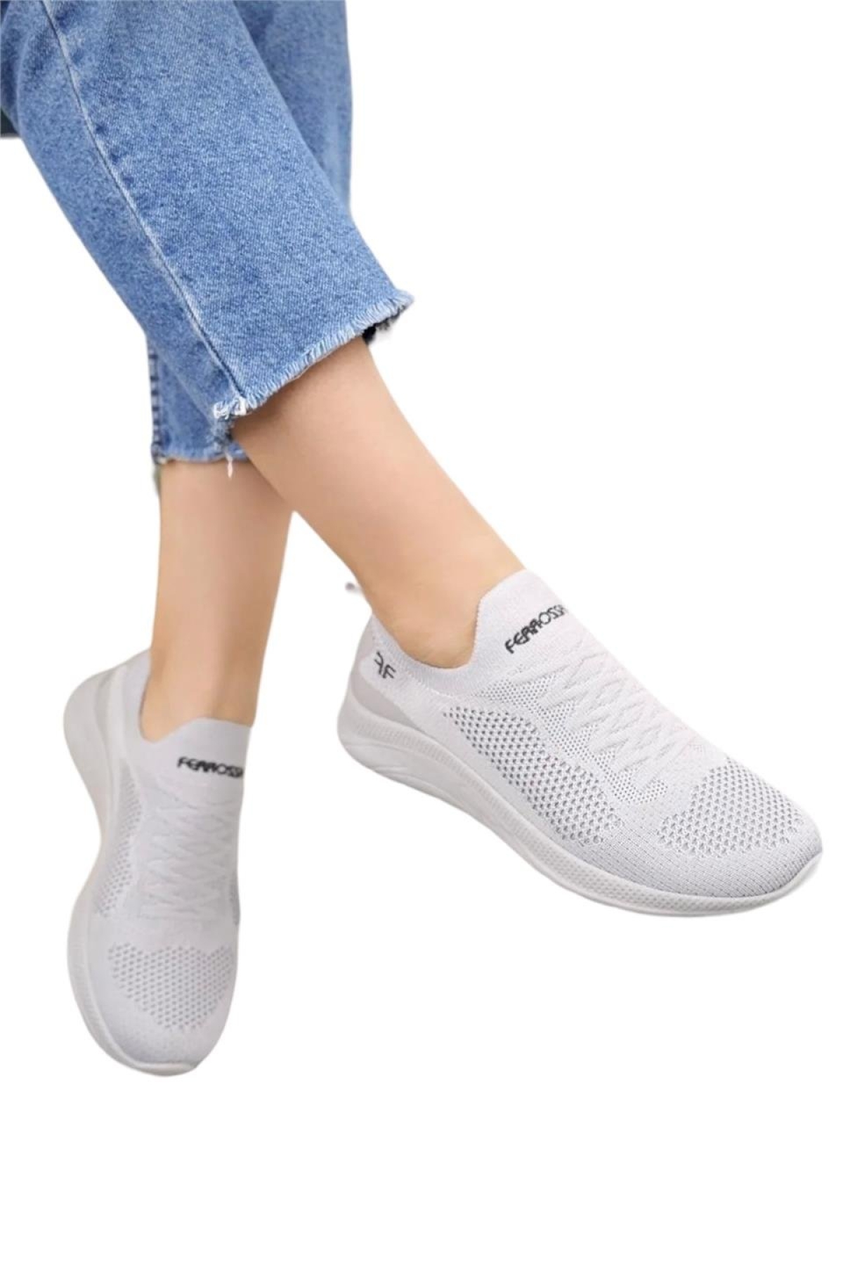 Kadın Triko Spor Ayakkabı GRİ - Görsel 5
