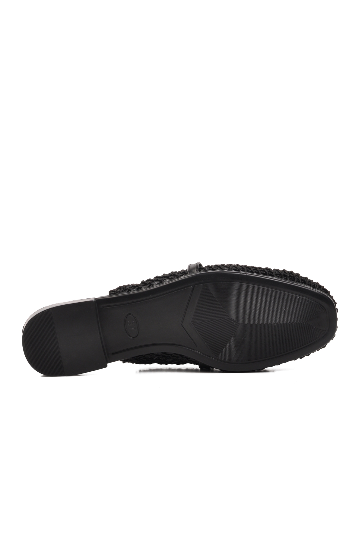 PC-53128 Siyah Kadın Örgülü Terlik - Görsel 6