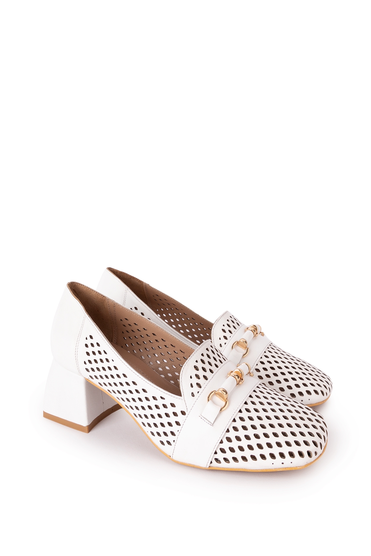 Gondol Kadın Hakiki Deri Lazer Delikli Topuklu Ayakkabı ast.7480 - Görsel 3