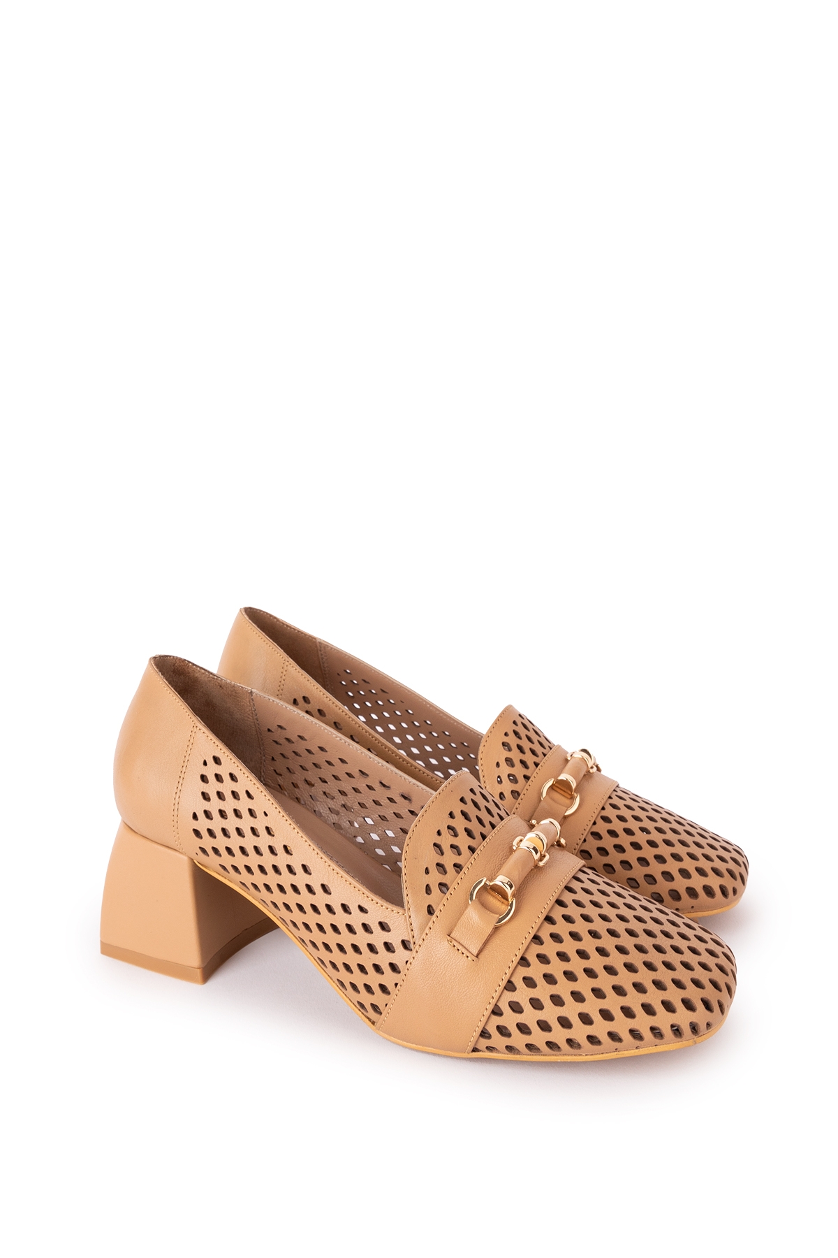Gondol Kadın Hakiki Deri Lazer Delikli Topuklu Ayakkabı ast.7480 - Görsel 2