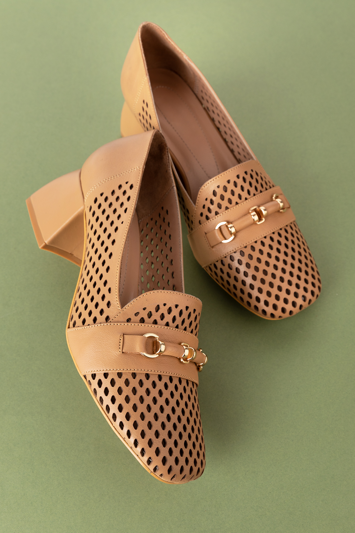 Gondol Kadın Hakiki Deri Lazer Delikli Topuklu Ayakkabı ast.7480 - Görsel 4