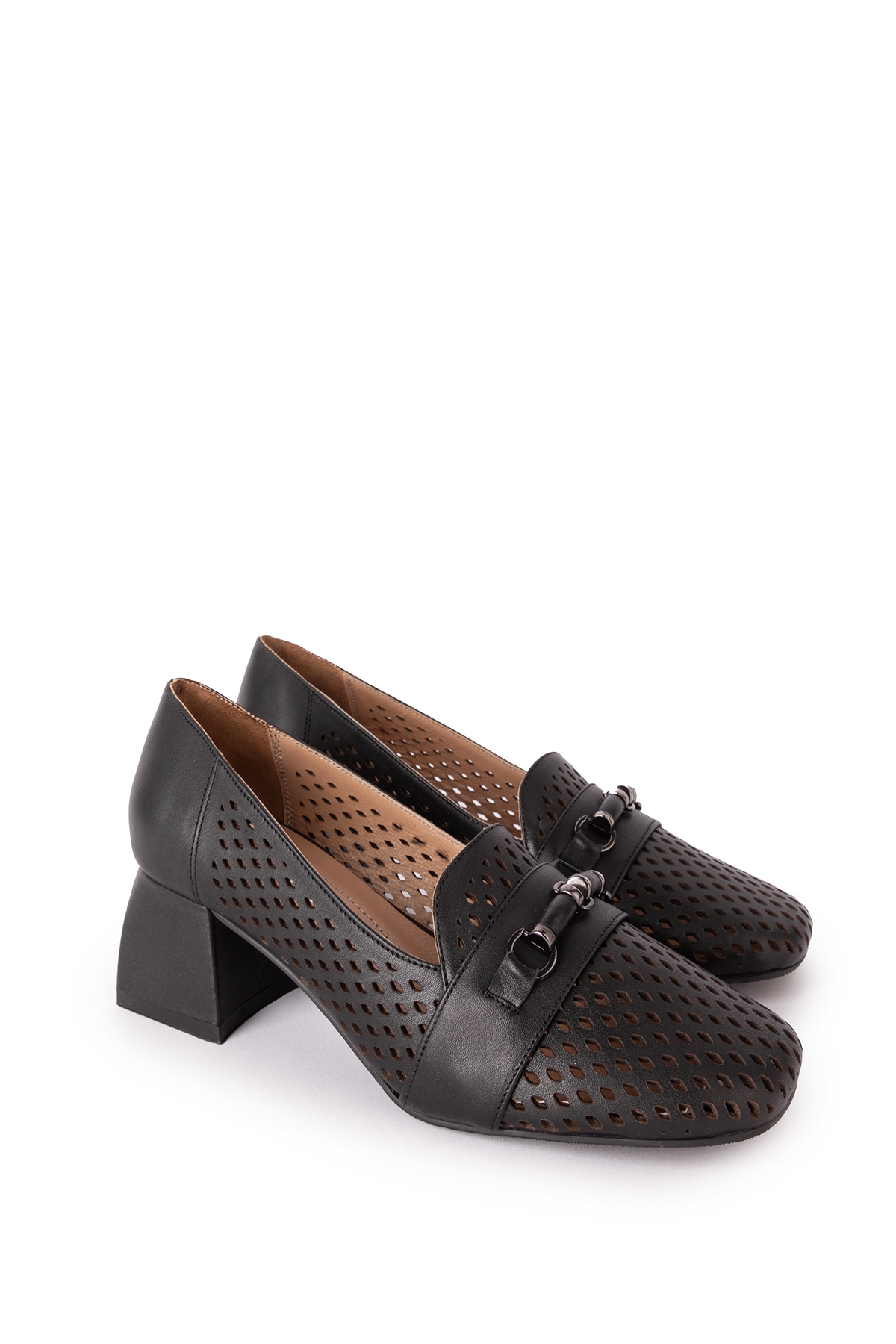 Gondol Kadın Hakiki Deri Lazer Delikli Topuklu Ayakkabı ast.7480 - Görsel 3