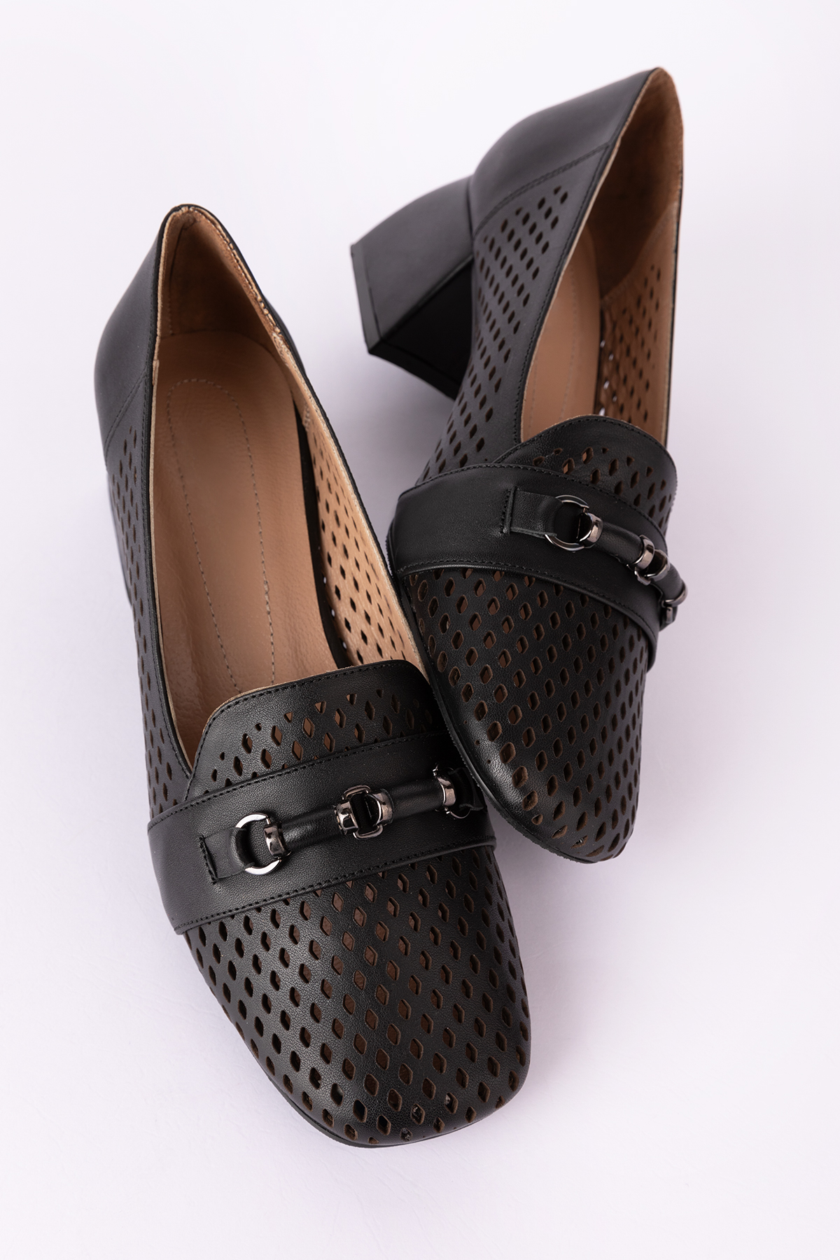 Gondol Kadın Hakiki Deri Lazer Delikli Topuklu Ayakkabı ast.7480 - Görsel 4