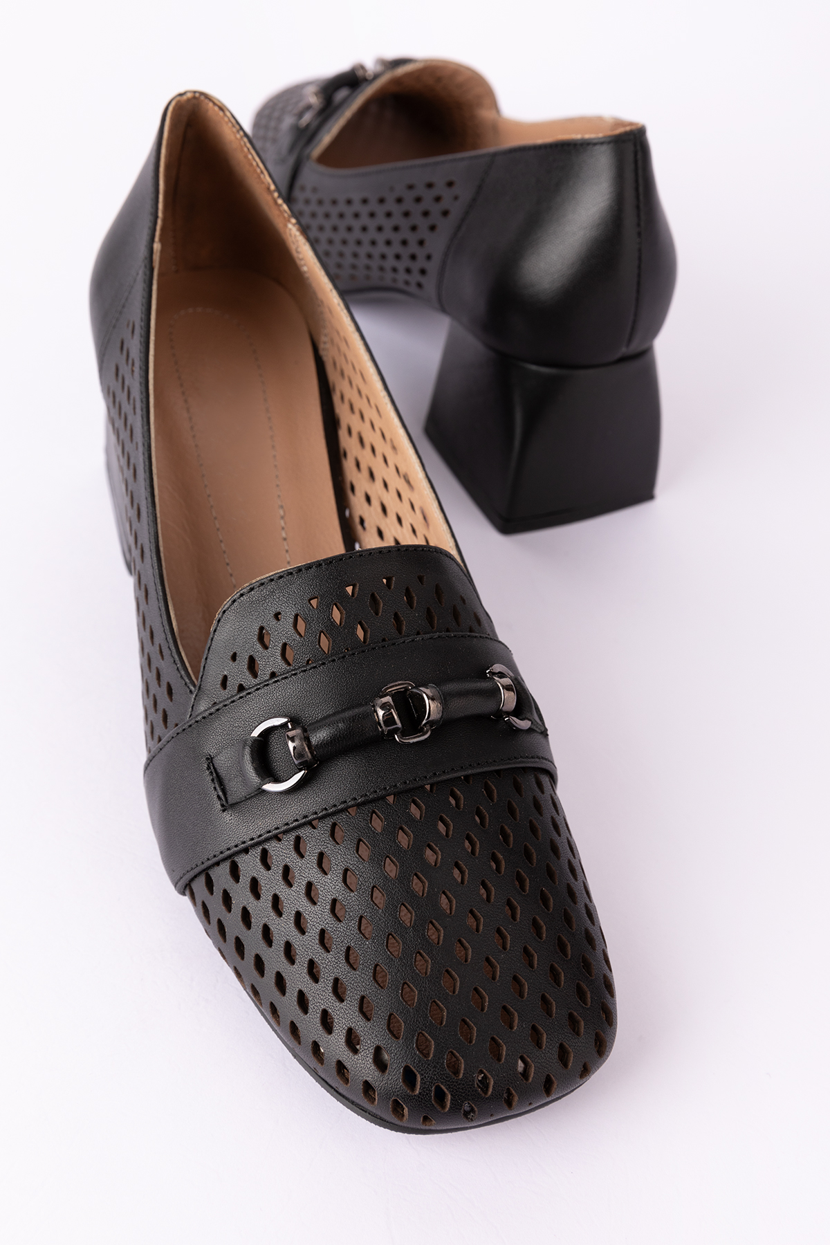 Gondol Kadın Hakiki Deri Lazer Delikli Topuklu Ayakkabı ast.7480 - Görsel 6