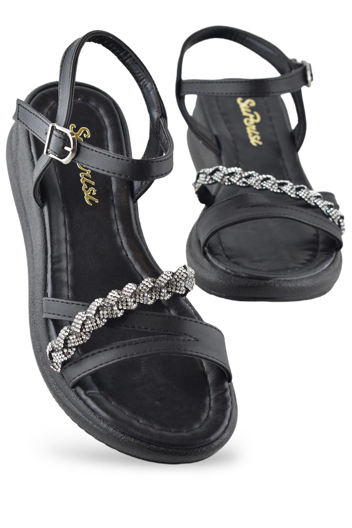 8625 Ortopedik Taban Kadın Sandalet Günlük Düğünlük Nişan Kına Aykakabısı - Görsel 3