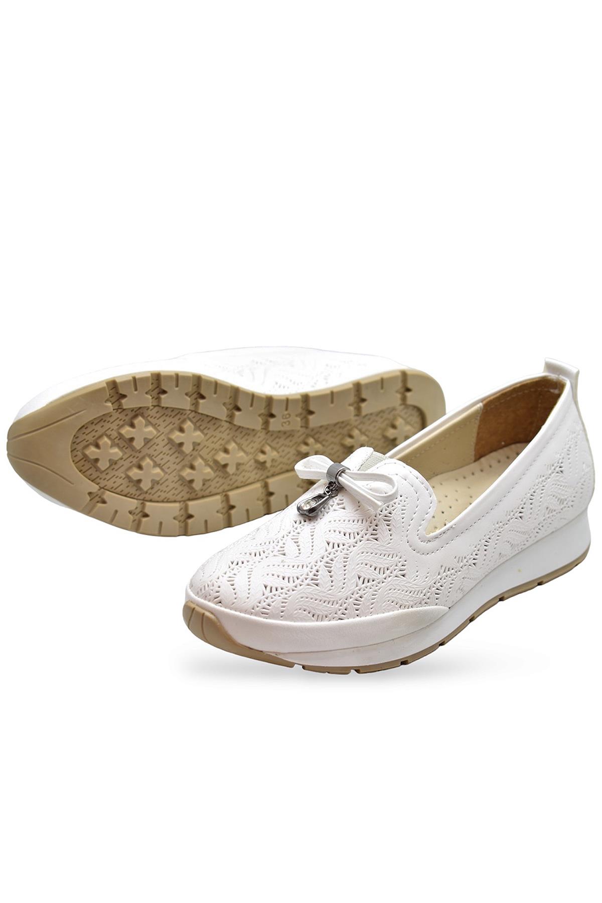 Ayakkabı Burada Ayakkabı Burada Beyaz 230E Rahat Ortopedik Taban Günlük Kadın Ayakkabı Babet Kadın Yazlık Ayakkabı | Flo Beyaz - 5. görsel