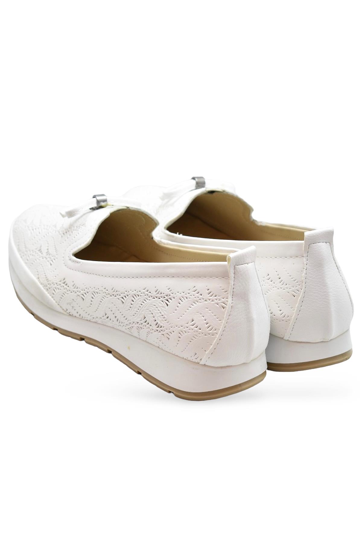 Ayakkabı Burada Ayakkabı Burada Beyaz 230E Rahat Ortopedik Taban Günlük Kadın Ayakkabı Babet Kadın Yazlık Ayakkabı | Flo Beyaz - 6. görsel