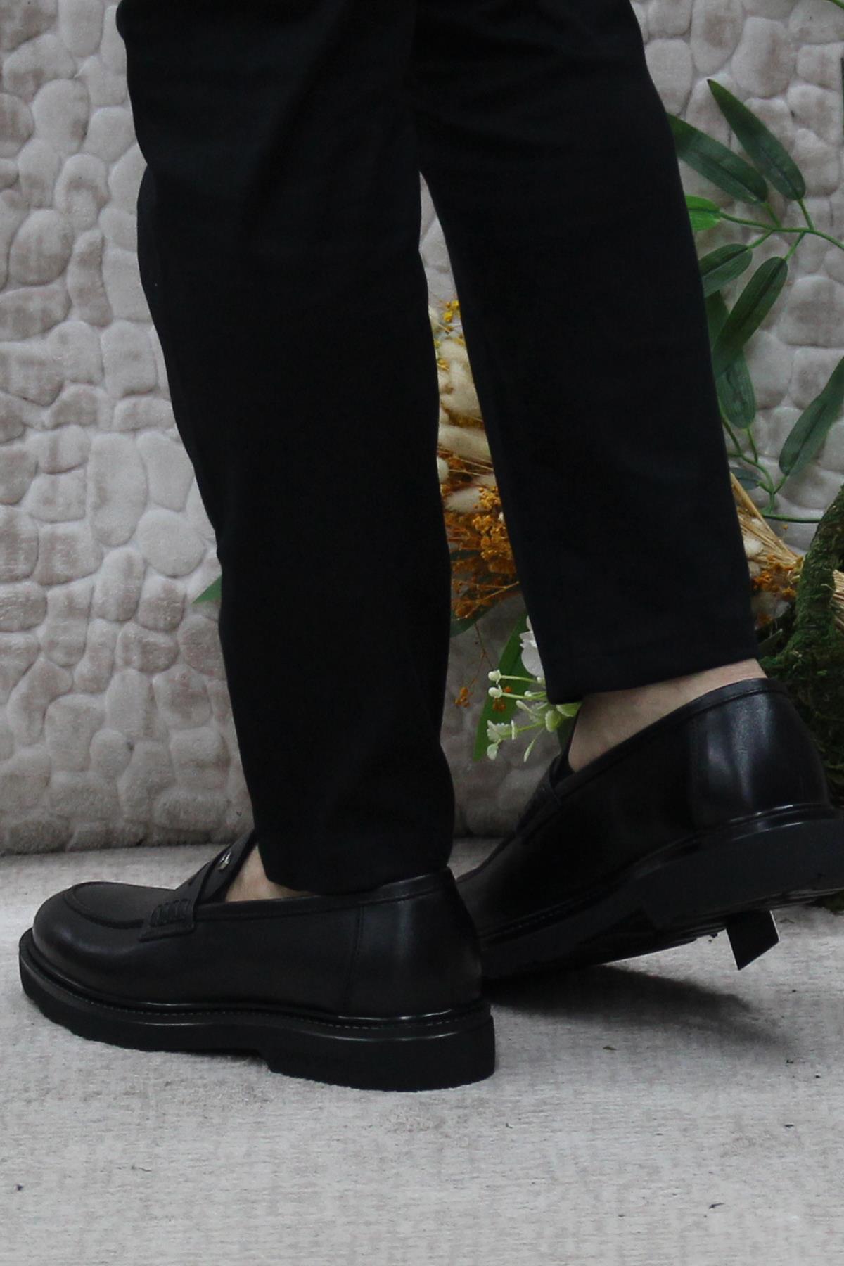 241075 Siyah Hakiki Deri Erkek Loafer Erkek Ayakkabı - Görsel 5