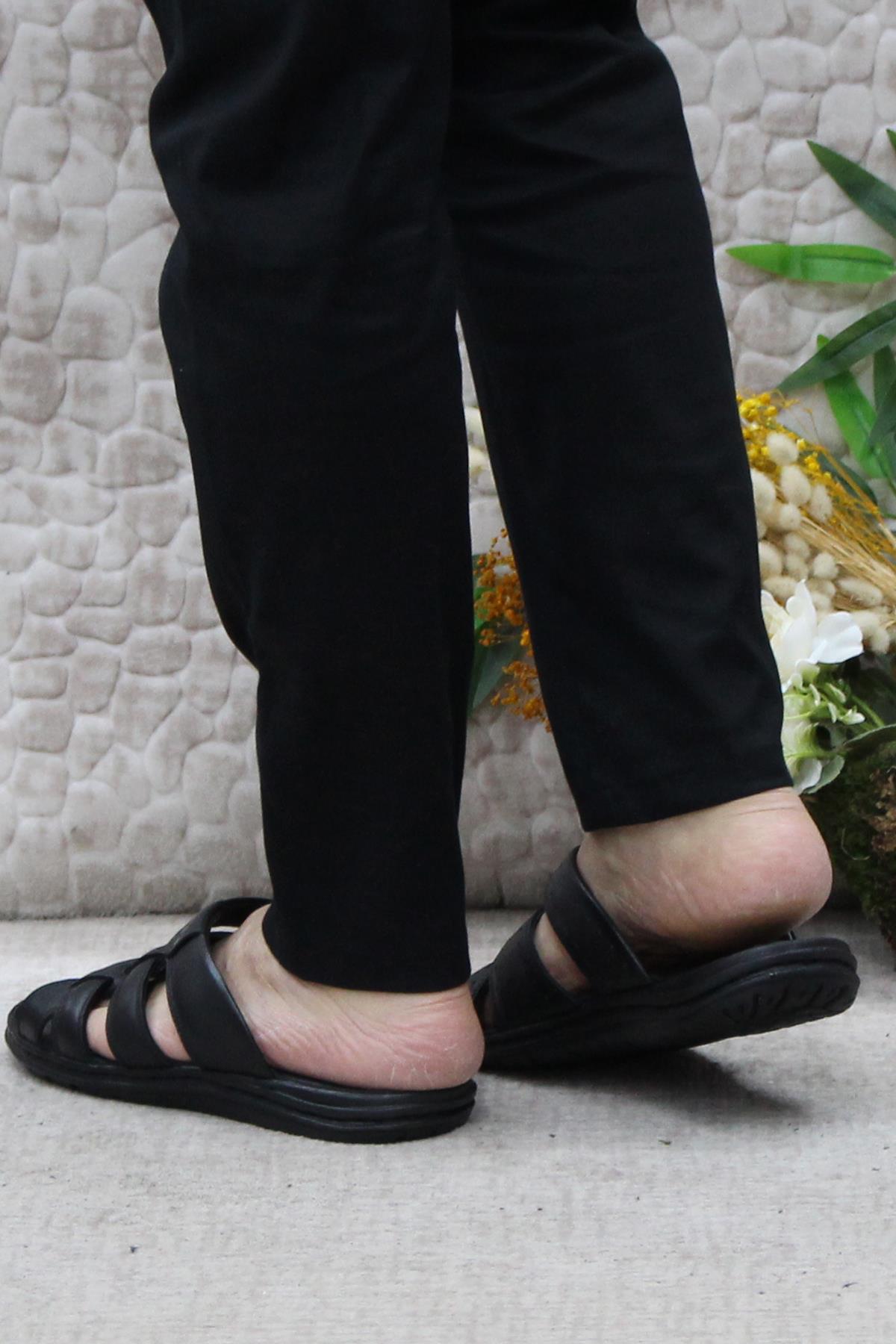 179 Siyah Axfor Comfort Hakiki Deri Erkek Terlik - Görsel 5