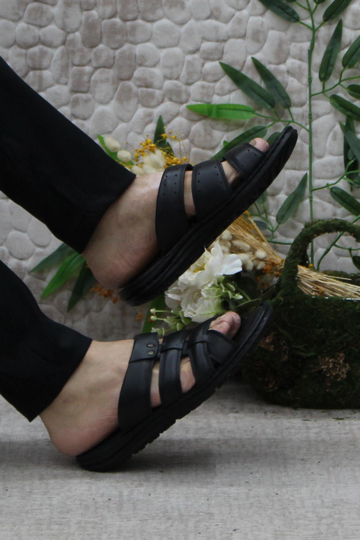 179 Siyah Axfor Comfort Hakiki Deri Erkek Terlik - Görsel 6