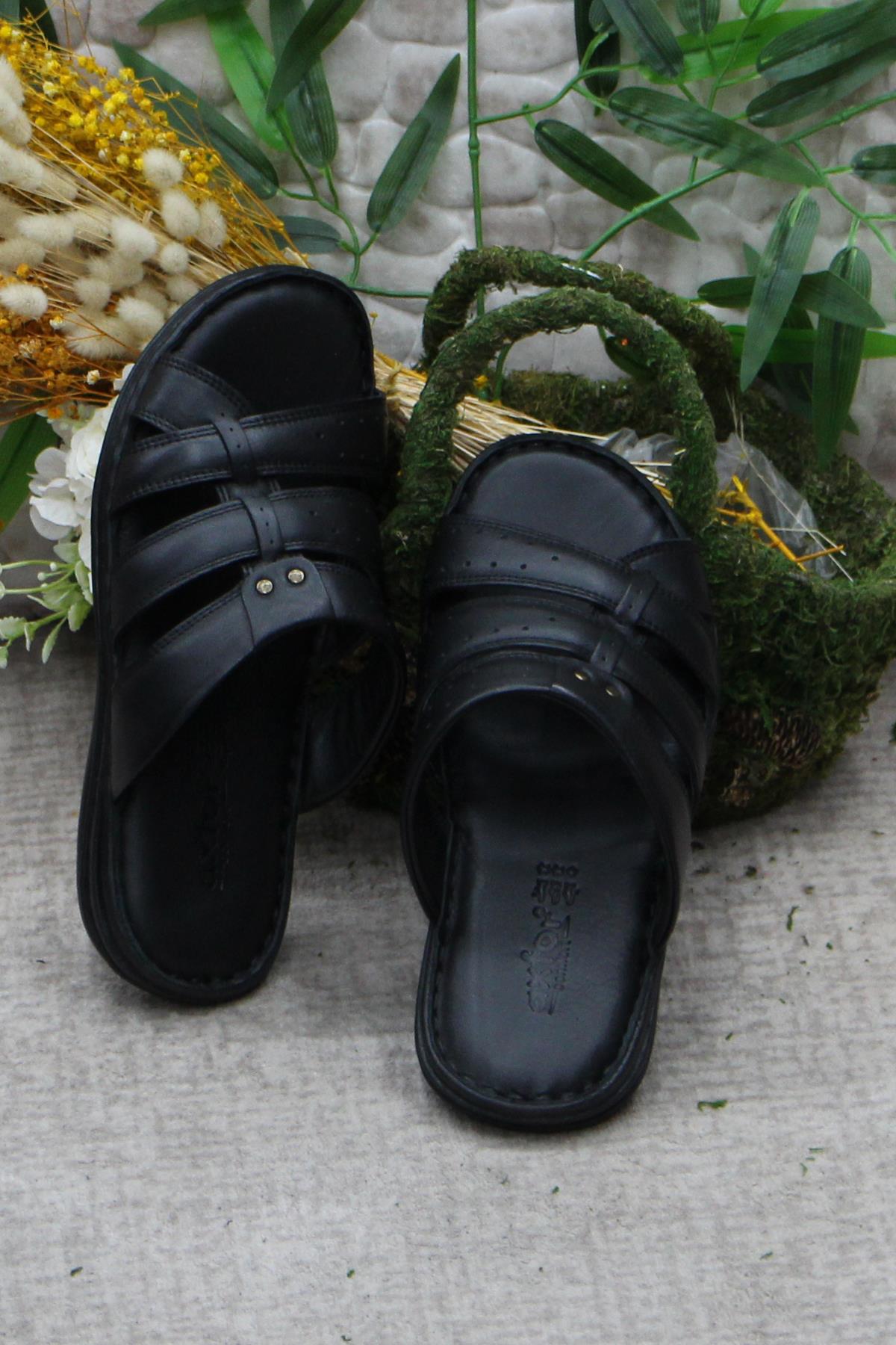 179 Siyah Axfor Comfort Hakiki Deri Erkek Terlik - Görsel 7