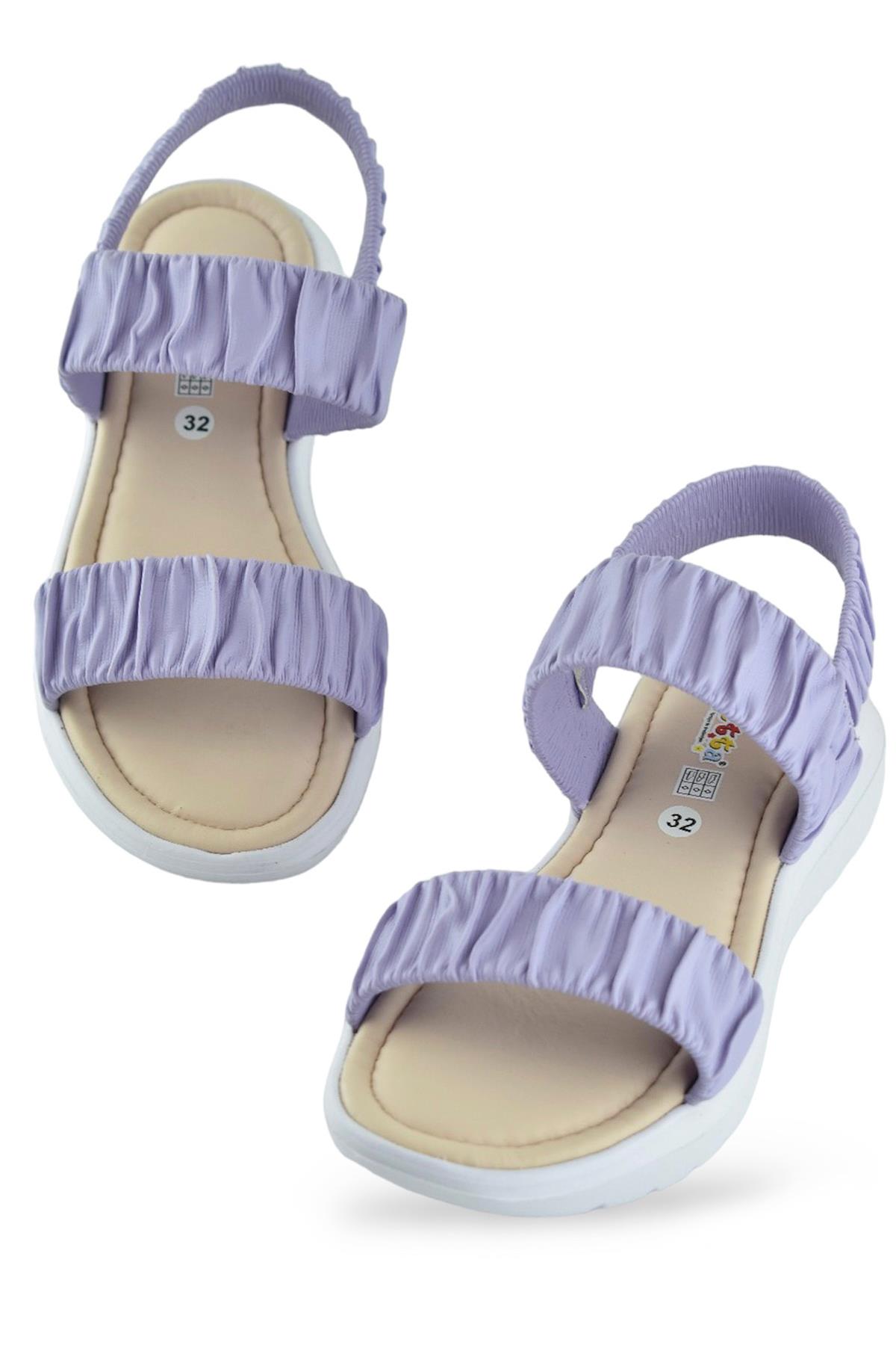 6894 Ortopedik Taban Kız Çocuk Sandalet Terlik Düğün Abiye Gündelik Vetta - Görsel 3