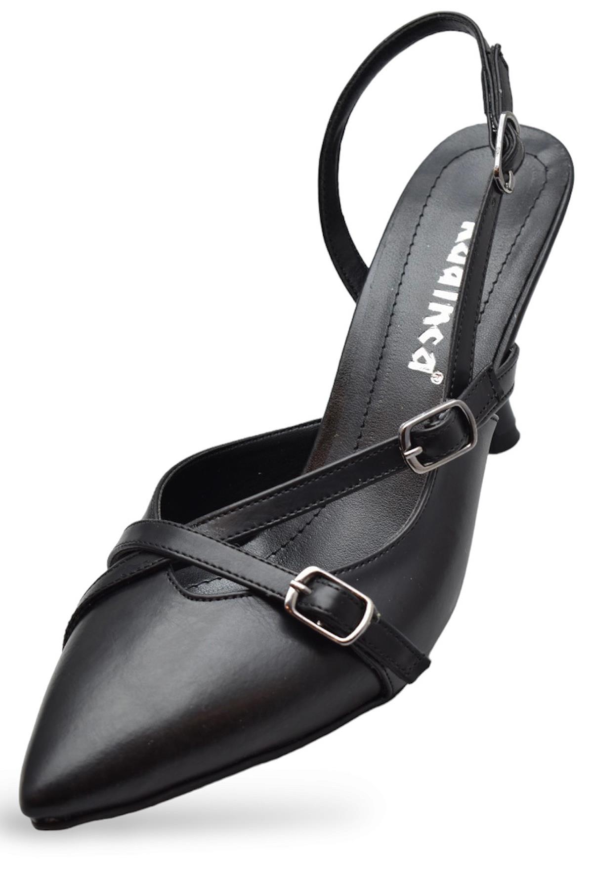 1098 Arkası Açık Kadın Topuklu Ayakkabı 7 cm Abiye Düğün Nişan Kına Gecesi Kdnca - Görsel 5