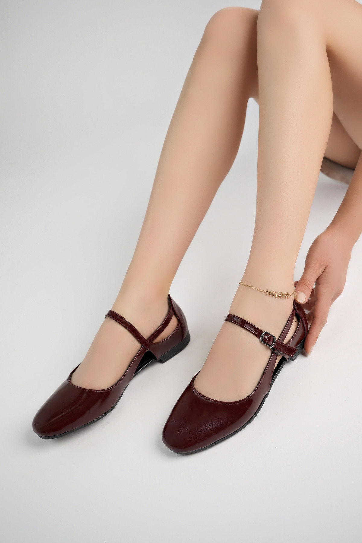Kadın Yazlık Rahat Baretli Kolej Babet Ayakkabı .050 BORDO - Görsel 2