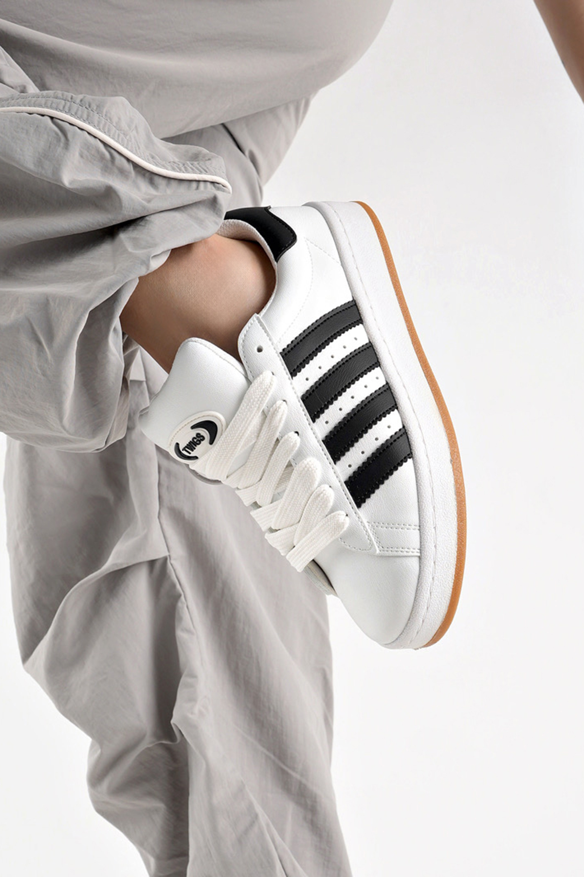 Spor Sneaker Ayakkabı Beyaz Siyah - Görsel 5