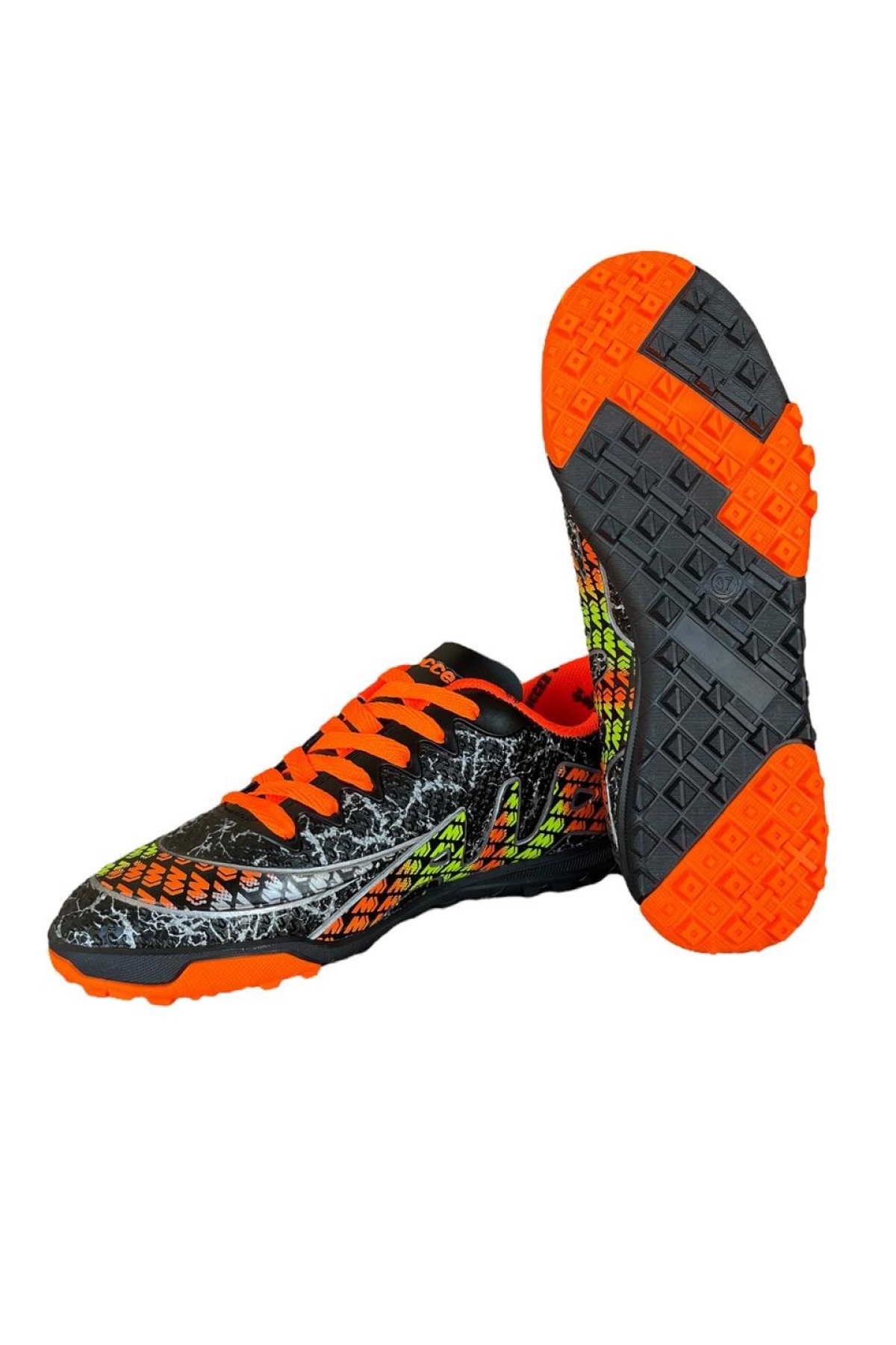 Erkek Rahat Halı Saha Ayakkabısı SİYAH TURUNCU - Görsel 4