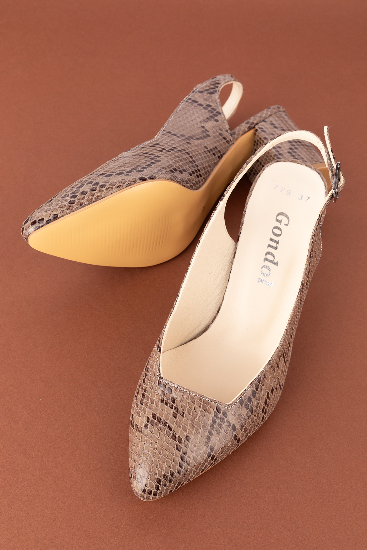 Gondol Kadın Hakiki Deri Yılan Desenli Topuklu Ayakkabı şhn.709 - Görsel 7