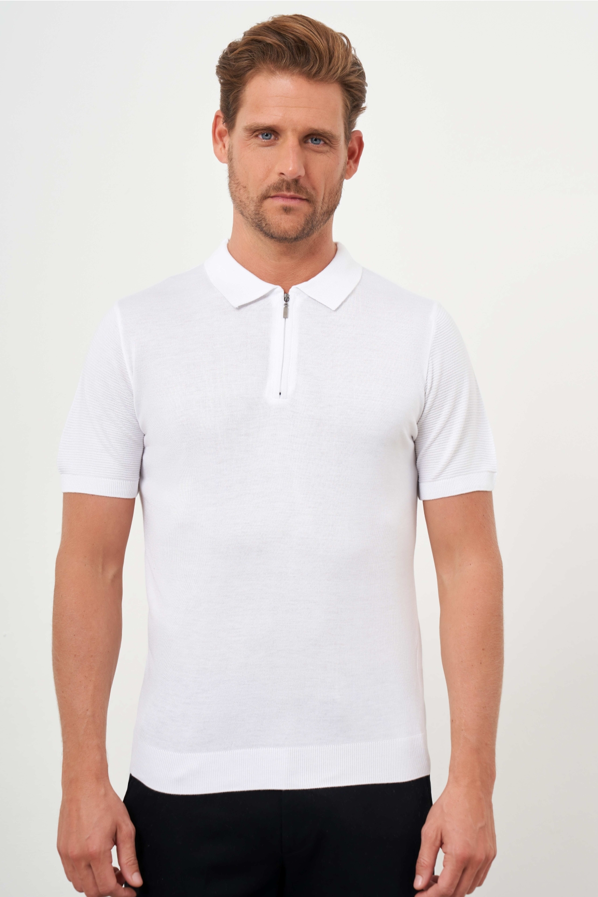 Erkek Beyaz Trend Polo Yaka Dynamic Fit T-Shirt