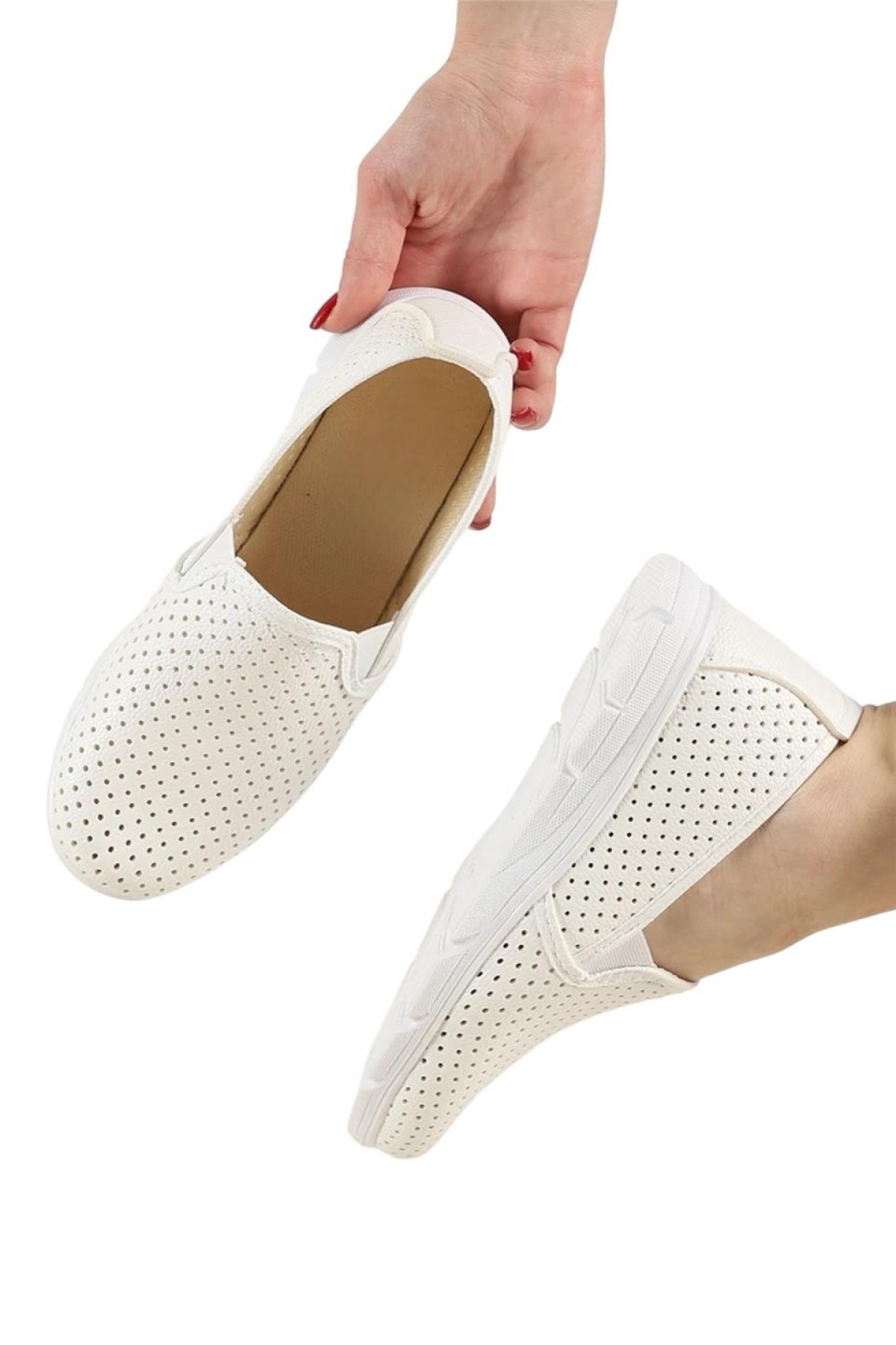 Kadın Babet Rahat Hafif Ayakkabı BEYAZ - Görsel 4