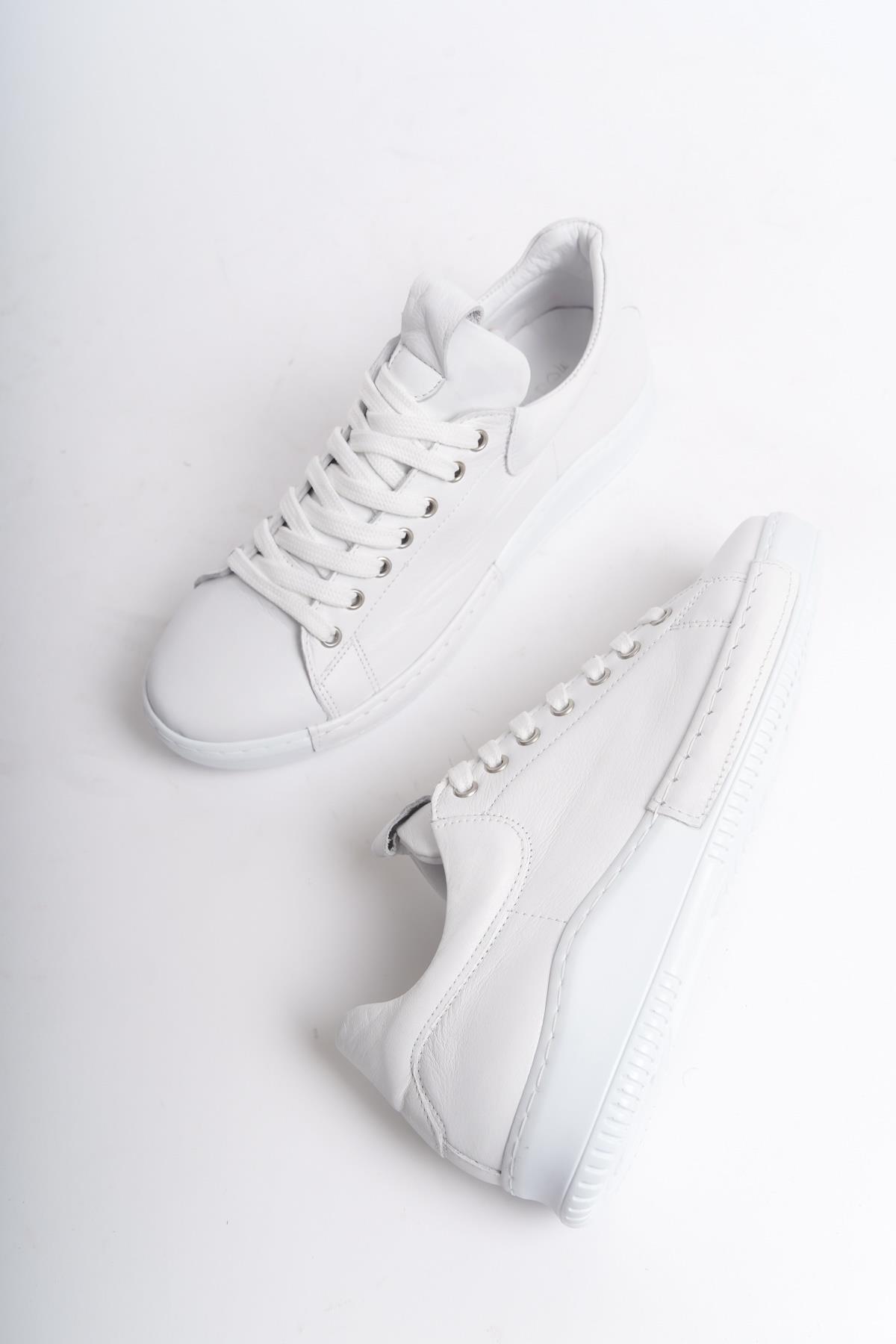 Harry Beyaz Hakiki Deri Sneaker Kadın Günlük Spor Ayakkabı - Görsel 3