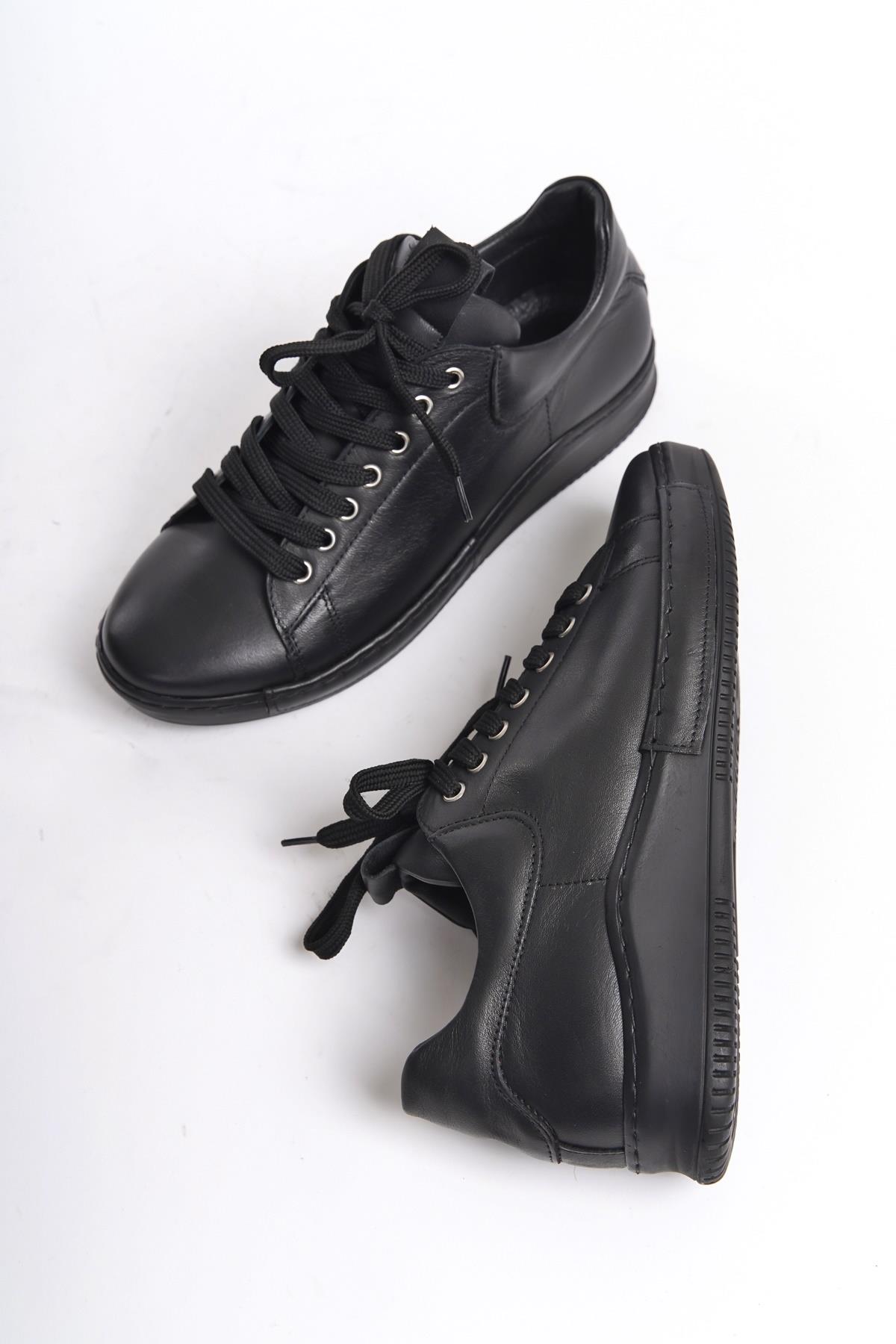 Harry Siyah Hakiki Deri Sneaker Kadın Günlük Spor Ayakkabı - Görsel 3