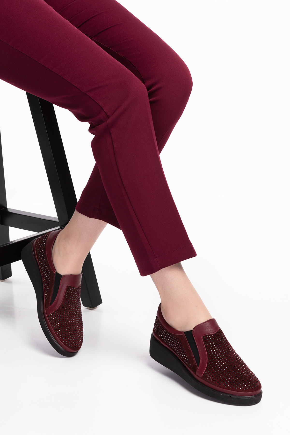 Gondol Hakiki Deri Anatomik Taban Taş Detaylı Ayakkabı gndl.19570 - Görsel 3