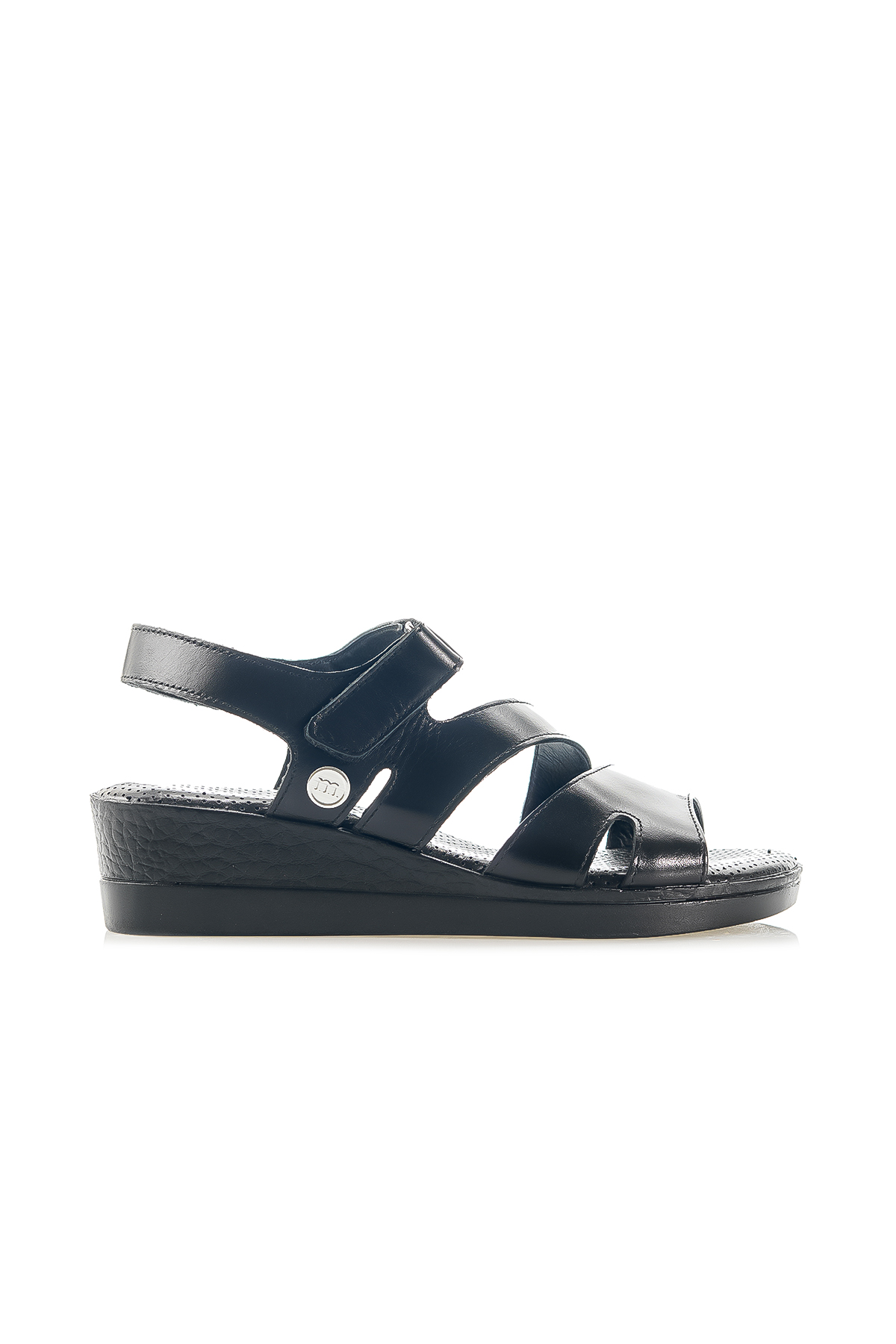 MAMMAMİA KADIN HAKİKİ DERİ ORTOPEDİK TABAN DOLGU TOPUK GÜNLÜK SANDALET (36-40) 24Y D24YS-1815 Z SİYAH - Görsel 2