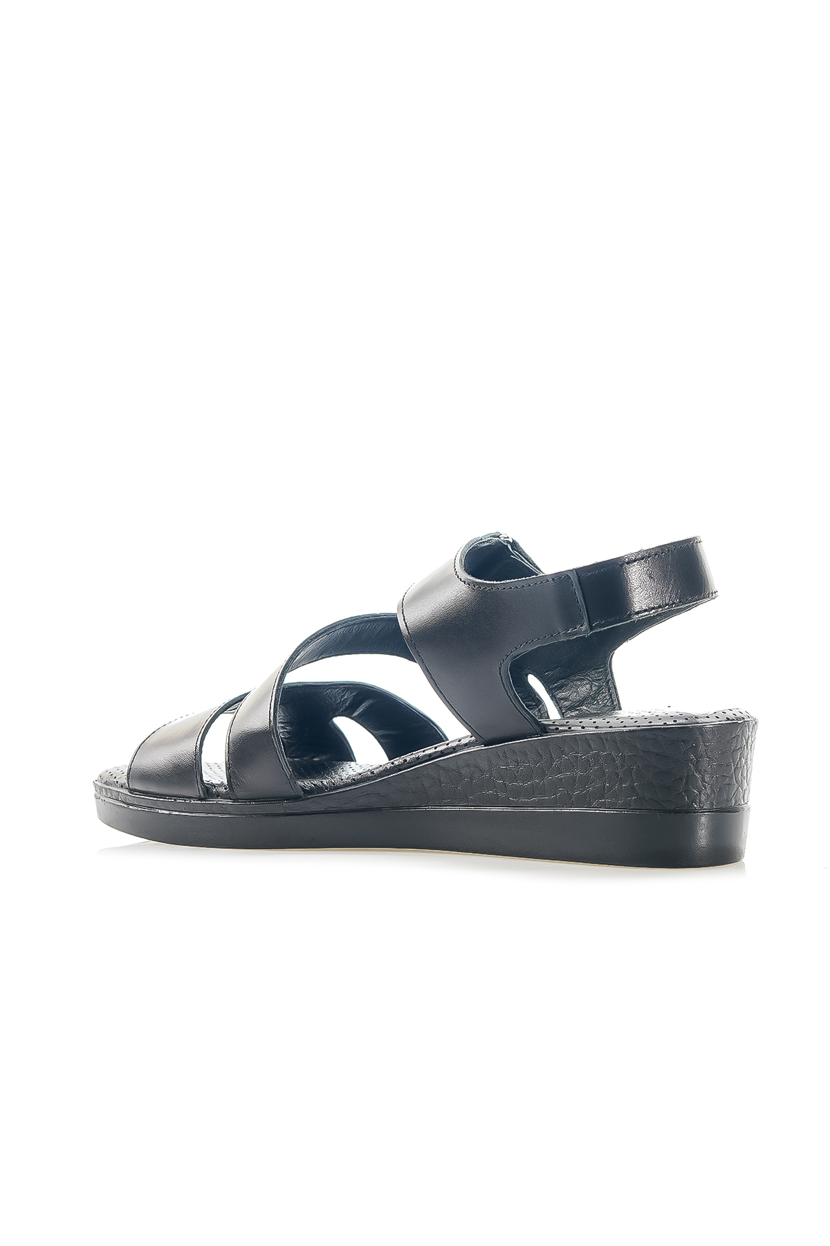 MAMMAMİA KADIN HAKİKİ DERİ ORTOPEDİK TABAN DOLGU TOPUK GÜNLÜK SANDALET (36-40) 24Y D24YS-1815 Z SİYAH - Görsel 4