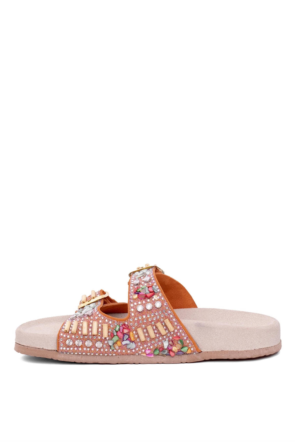 Zeyn 7803N Kadın Hakiki Deri Düz Terlik Turuncu - Görsel 4