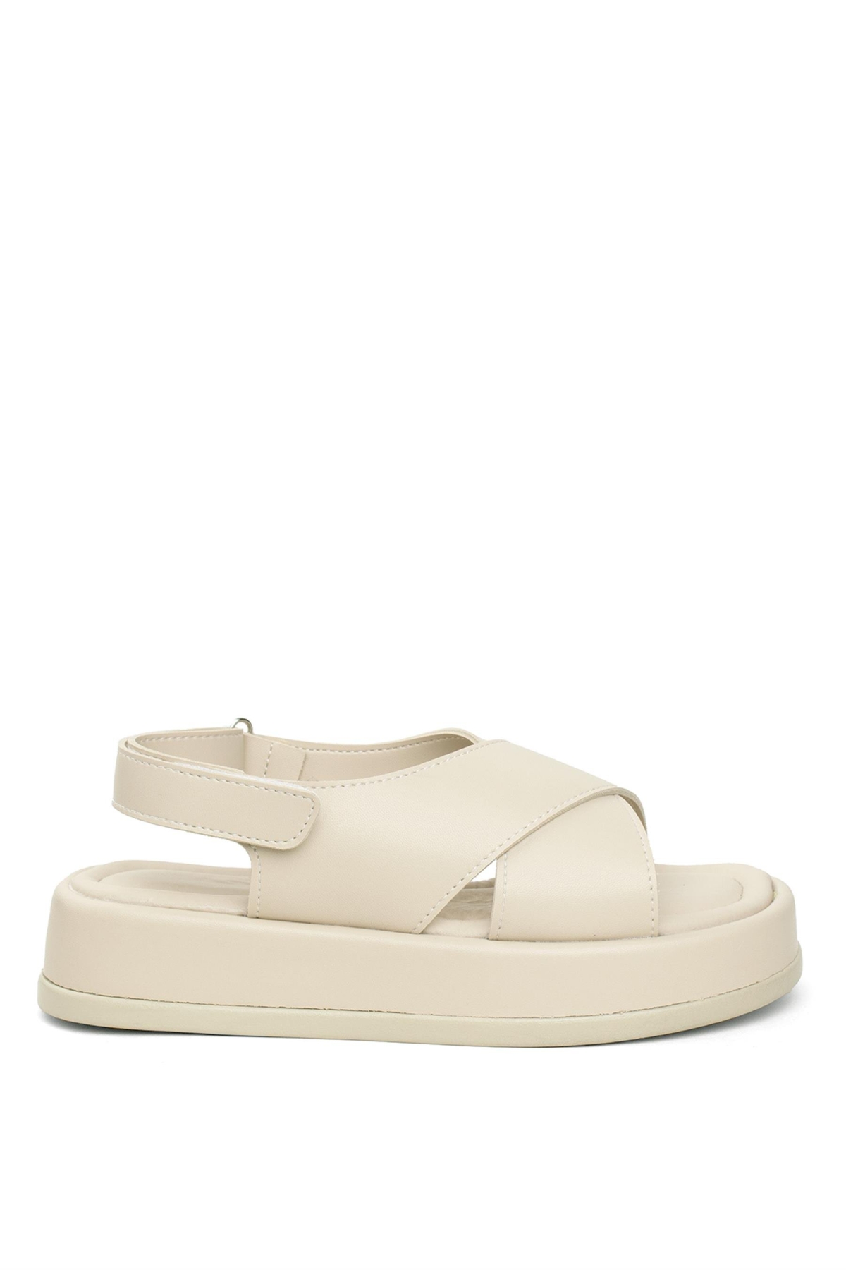 Elit END757 Kadın Düz Sandalet Bej - Görsel 3