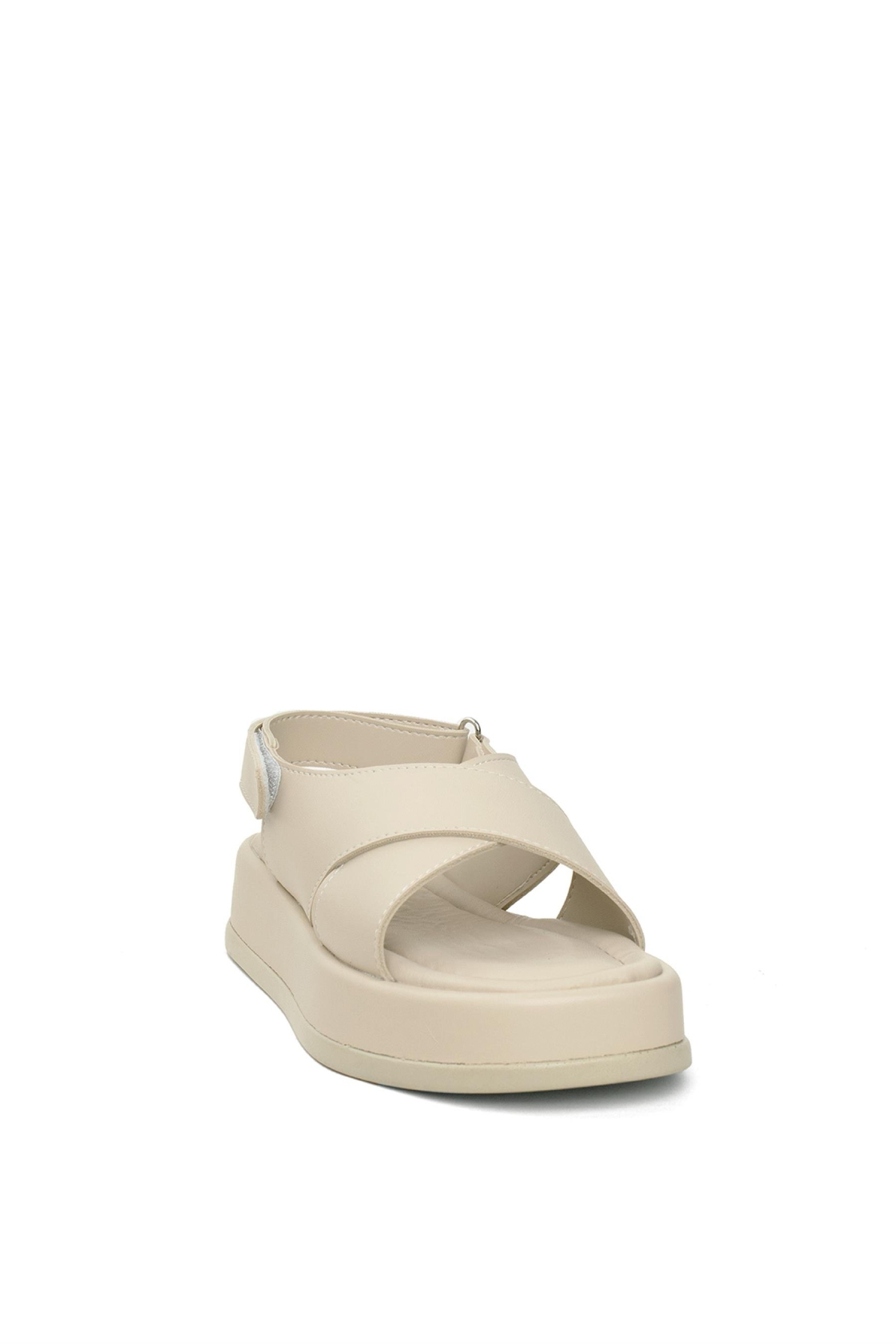 Elit END757 Kadın Düz Sandalet Bej - Görsel 4