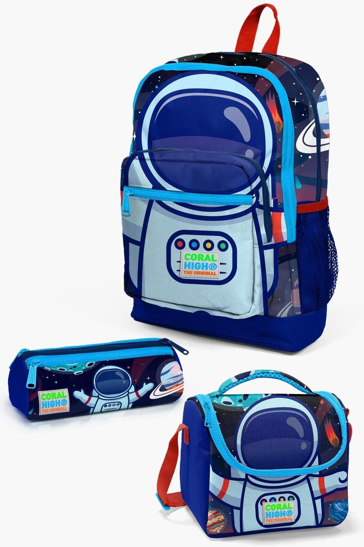 Kids Saks Mavi Astronot Desenli 3’lü Okul Çanta Seti SET0123724