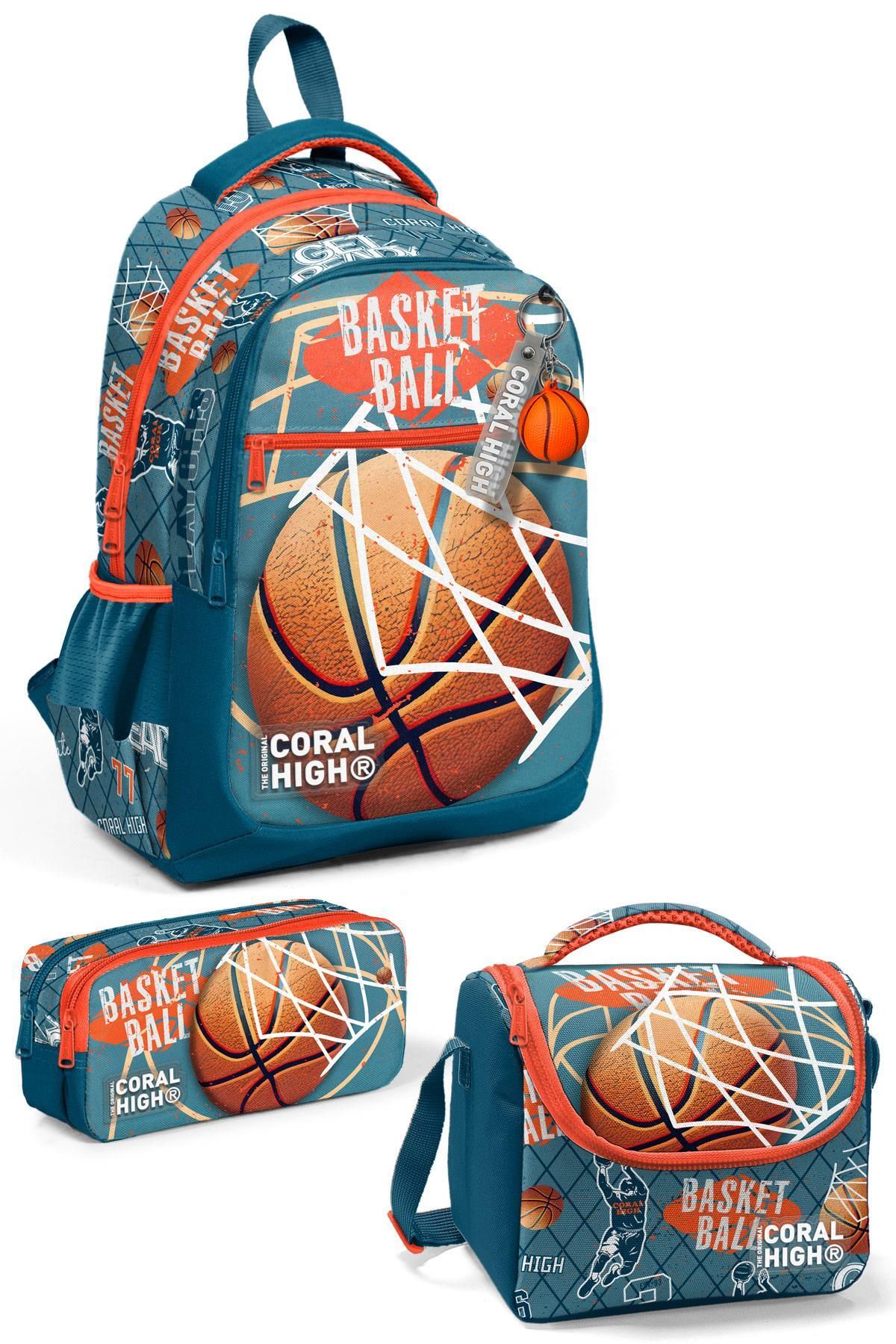 Kids Nefti Turuncu Basketbol Desenli 3’lü Okul Çanta Seti SET0123651