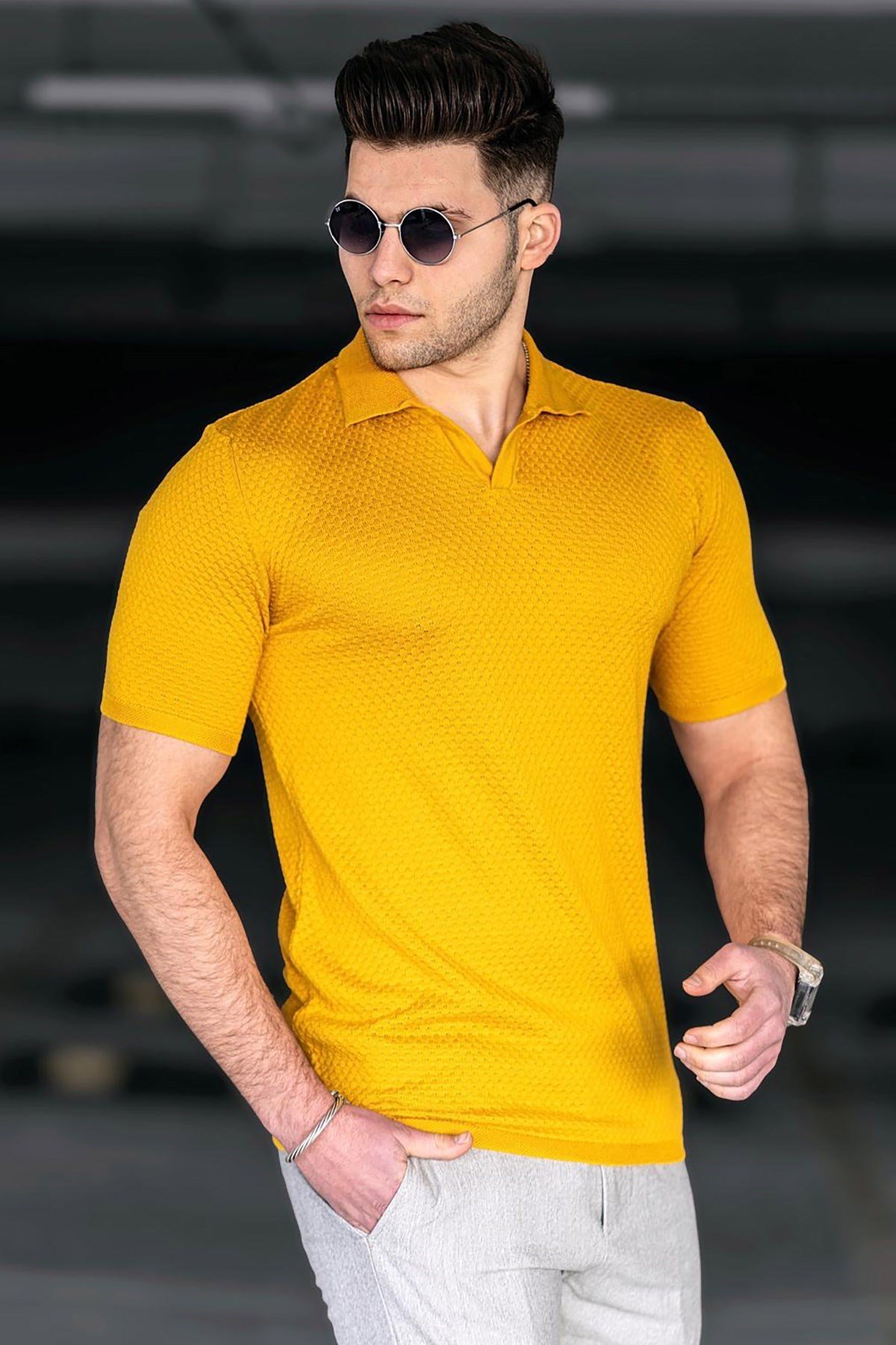 Hardal Polo Yaka Tişört 5074