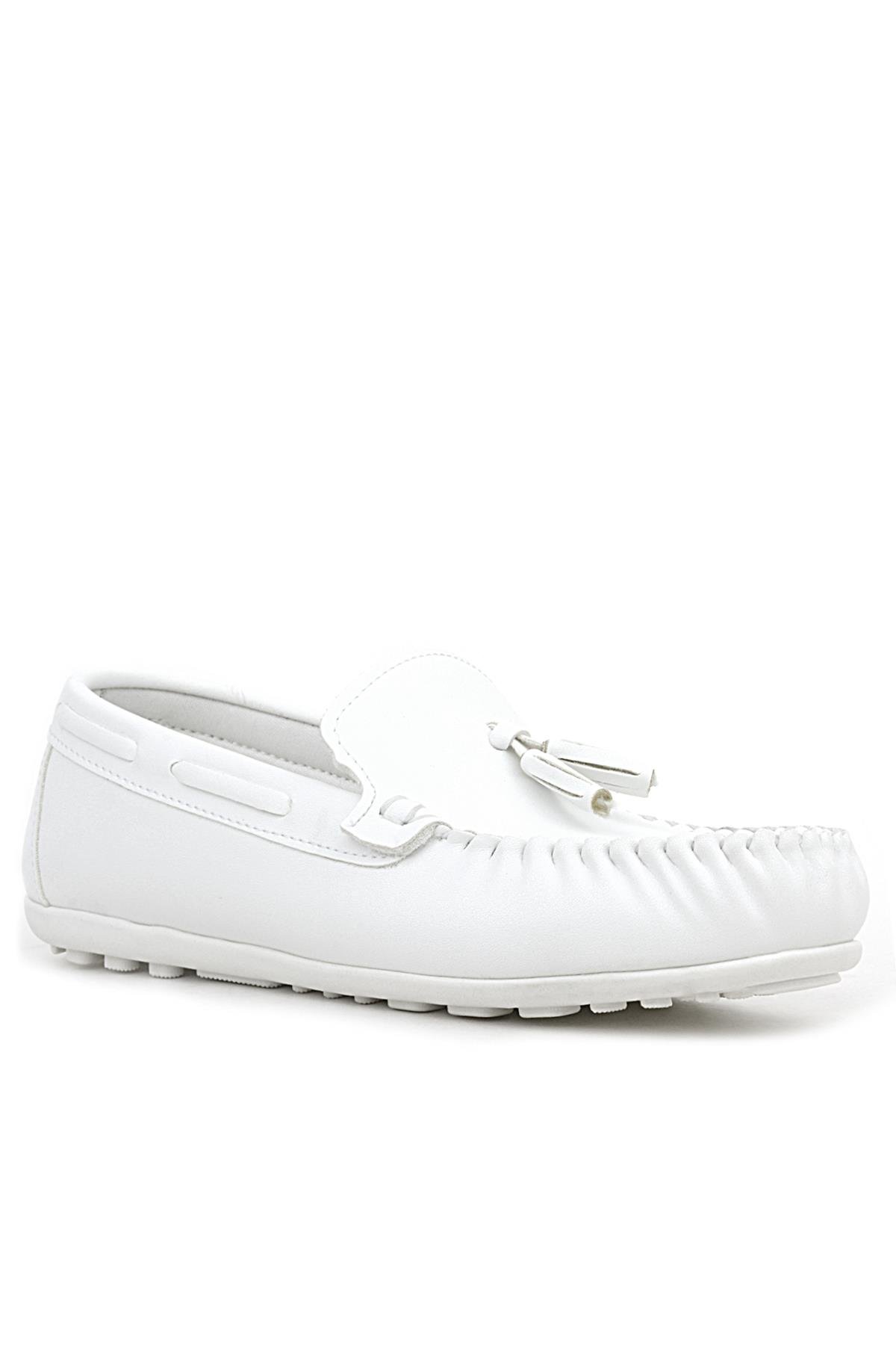 Beyaz Cilt Erkek Mokasen Ayakkabı - Görsel 3