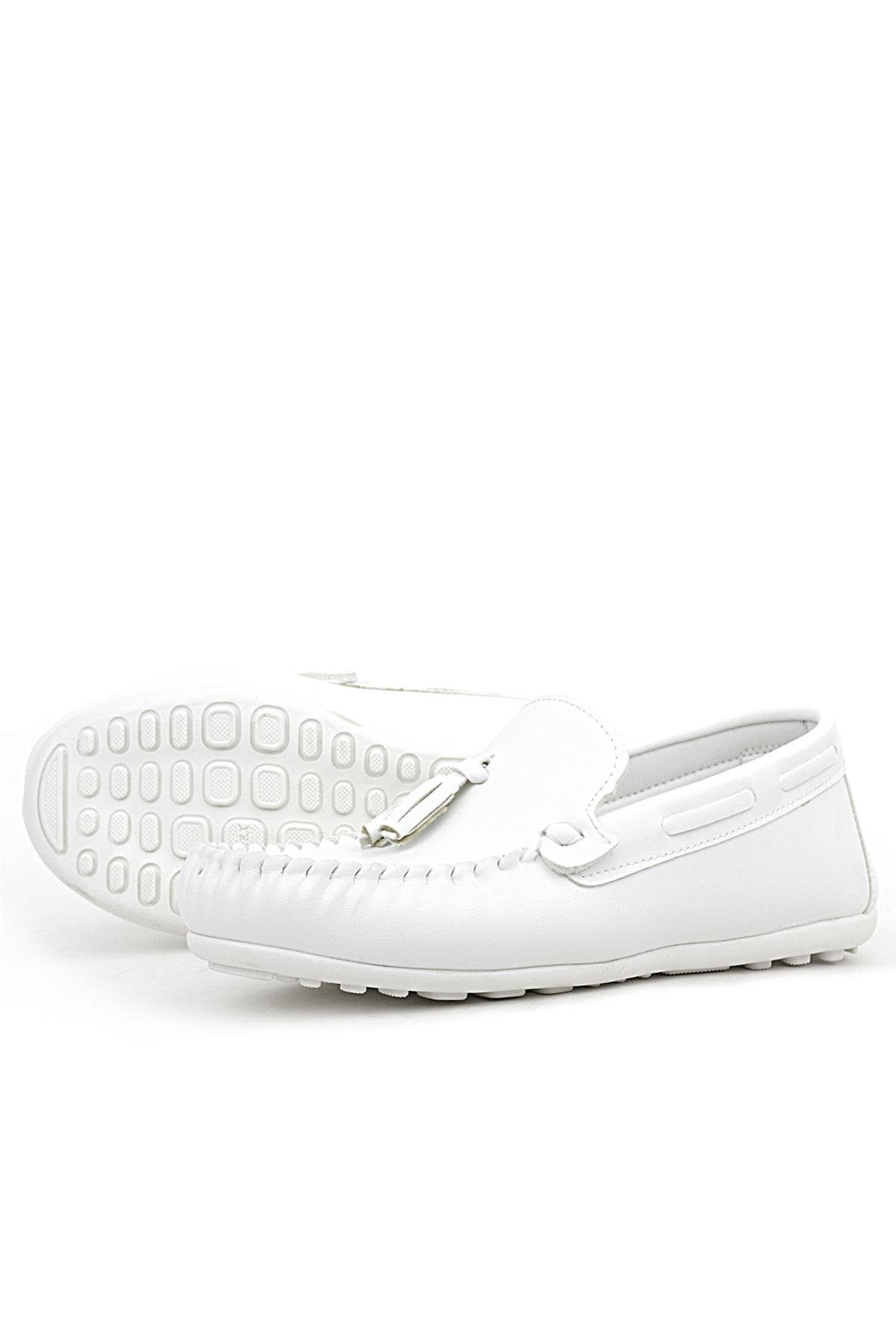 Beyaz Cilt Erkek Mokasen Ayakkabı - Görsel 6
