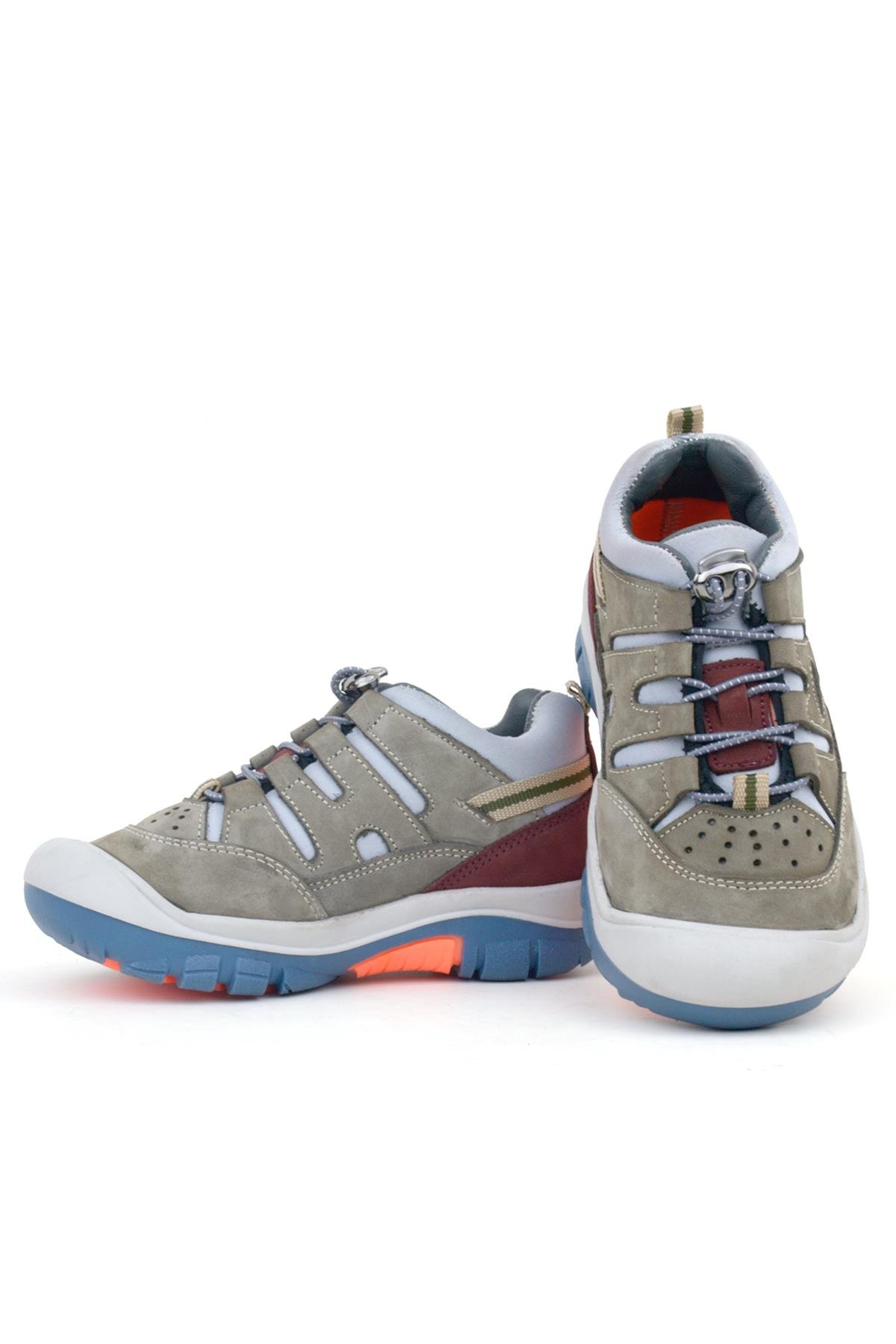 Hakiki Deri Kum Bordo Lastik Bağcıklı Çocuk Outdoor Ayakkabı - Görsel 7