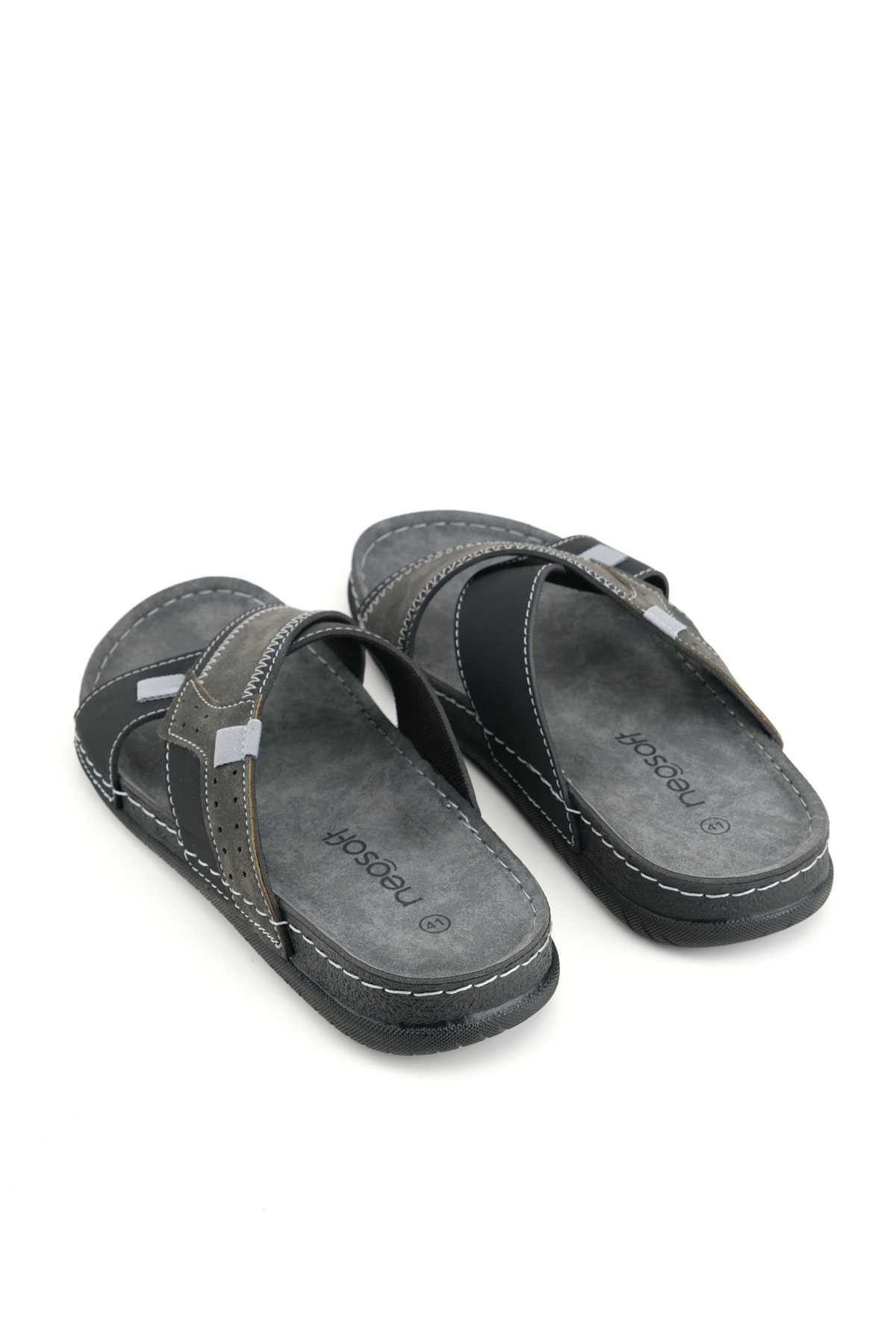 Yazlık Erkek Suni Deri Neosoft Rahat Taban Günlük Terlik - Görsel 5