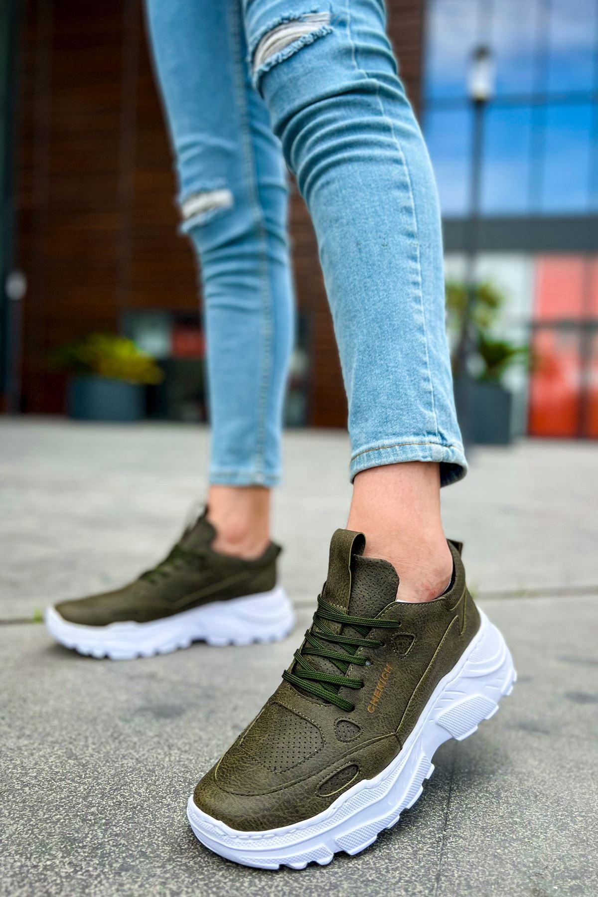 CH089 CBT Low Top Lace Up Erkek Ayakkabı HAKI - Görsel 3