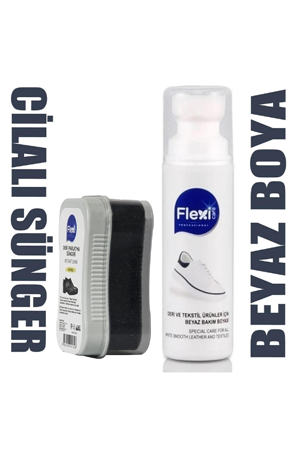 Flexi Spor Beyaz Deri Ve Kumaş Ayakkabı Boyası 75 ml + Flexi Cilalı Sünger