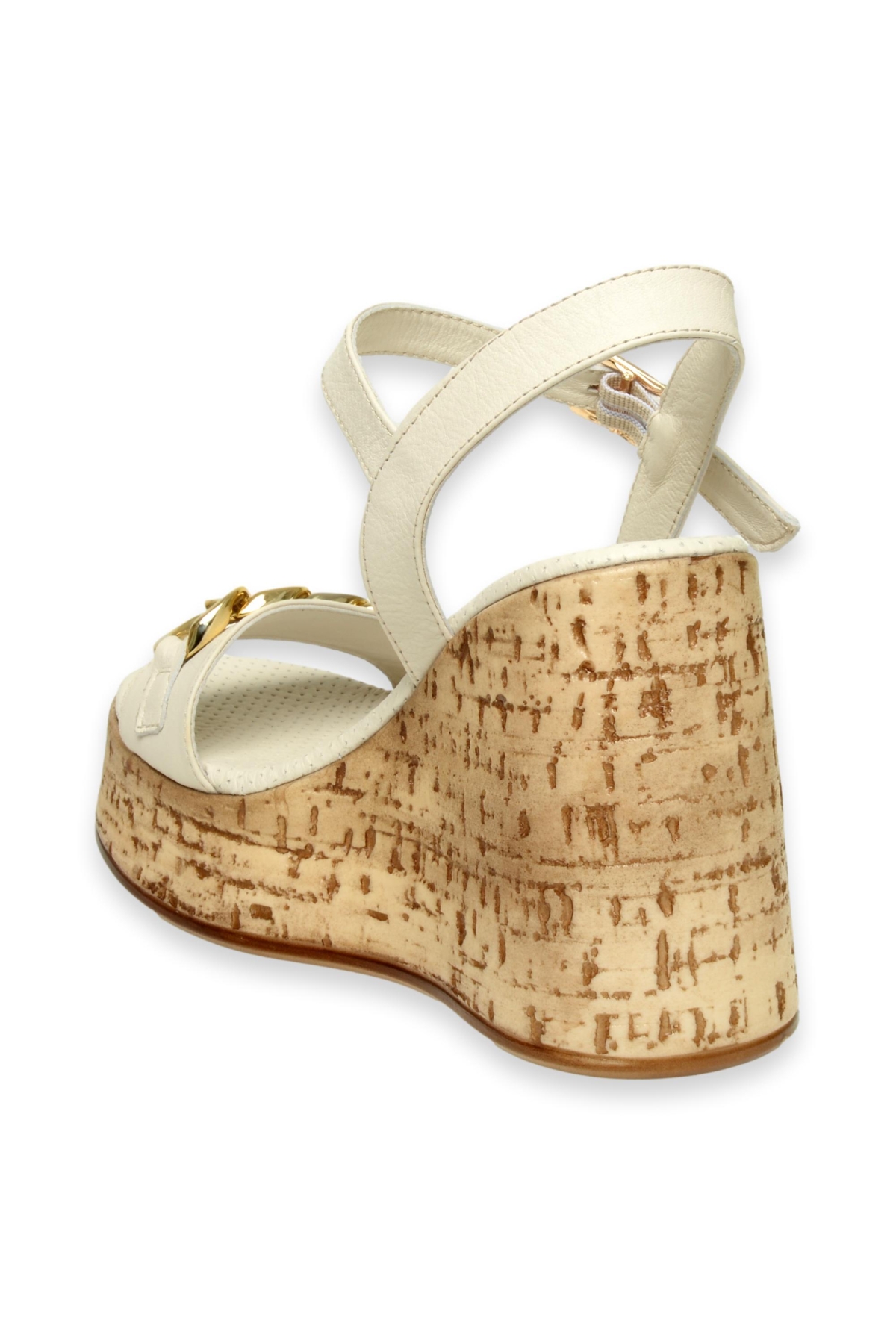 D24Ys-1415Z Dolgu Topuk Kırık Beyaz Kadın Sandalet - Görsel 5