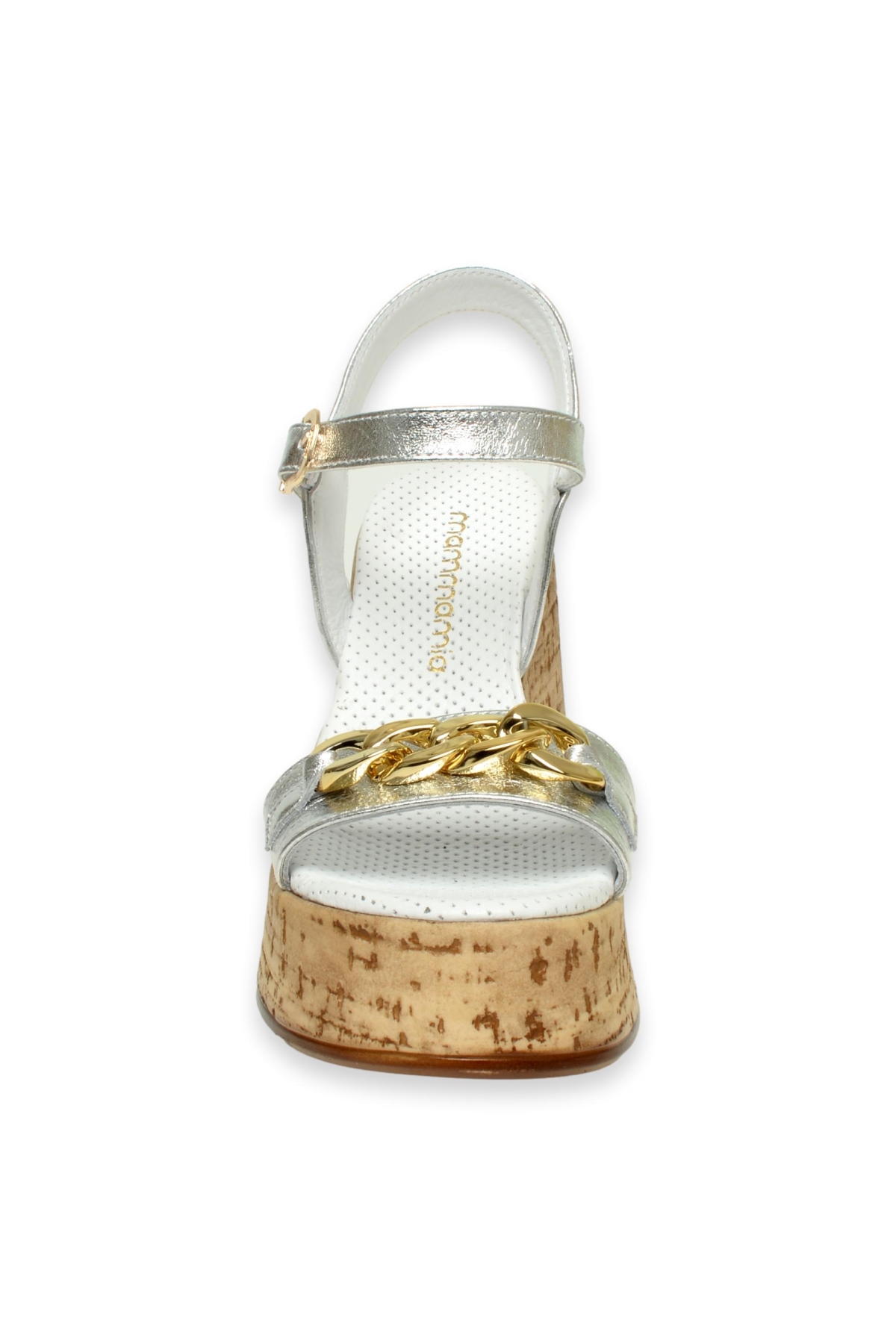 D24Ys-1415Z Dolgu Topuk Gümüş Kadın Sandalet - Görsel 4