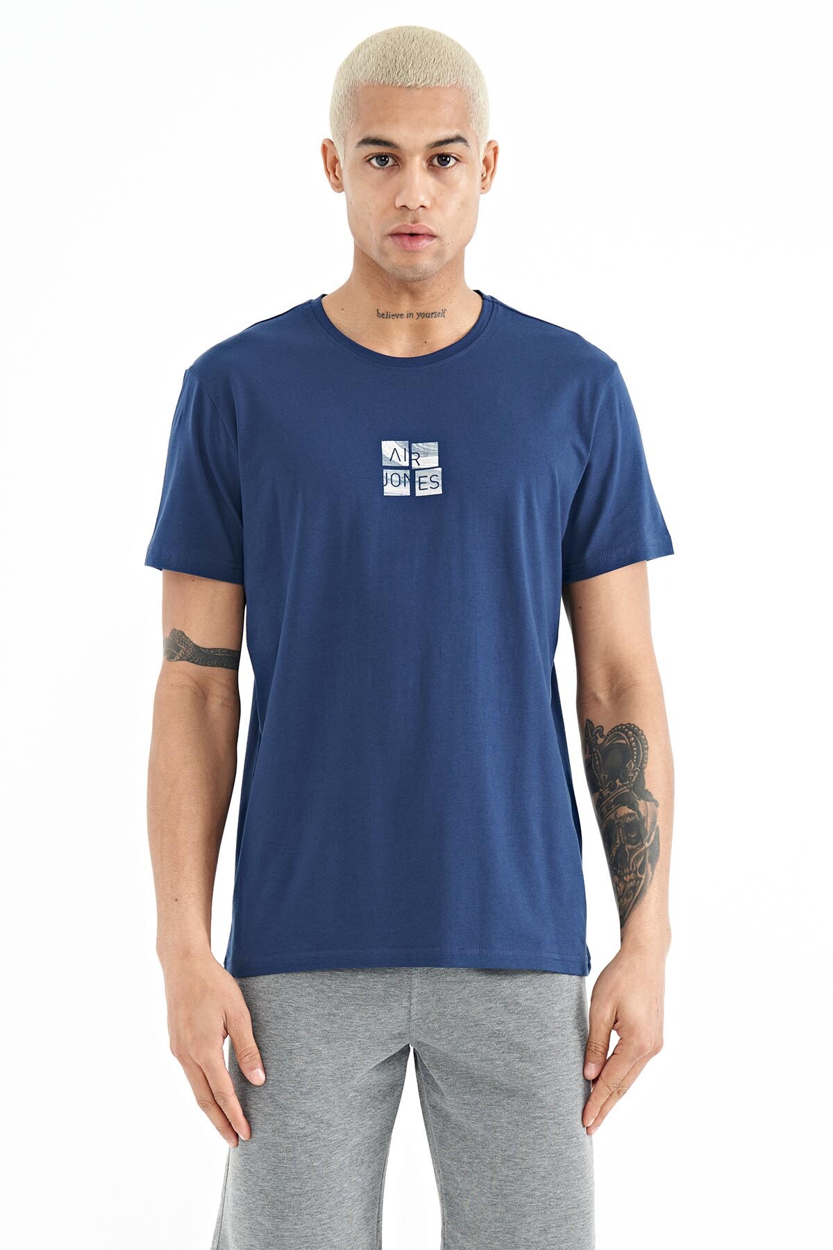 Miles İndigo Baskılı Erkek T-Shirt - 88222