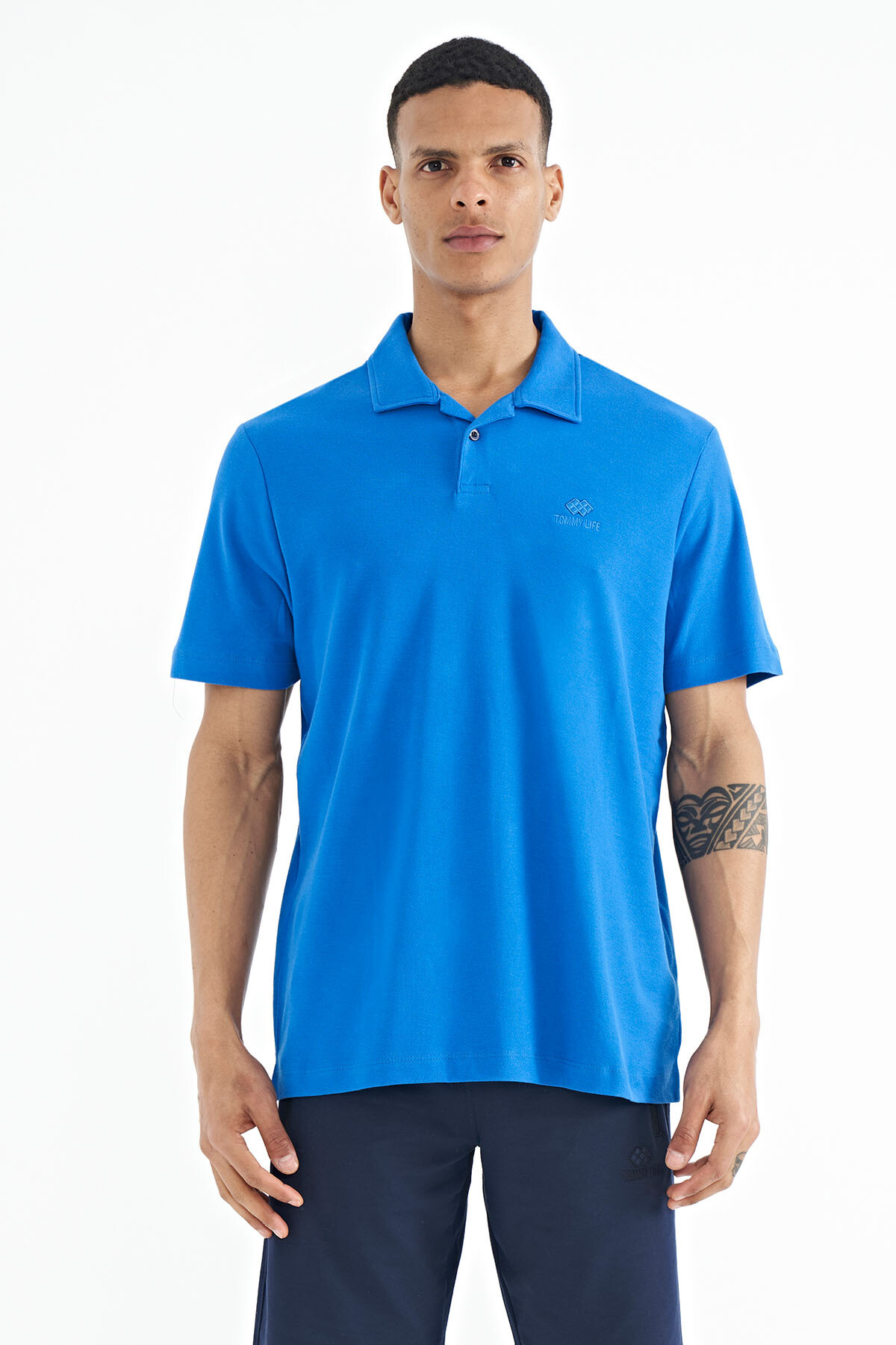 Saks Polo Yaka Logo Nakışlı Standart Form Erkek T-shirt - 88237