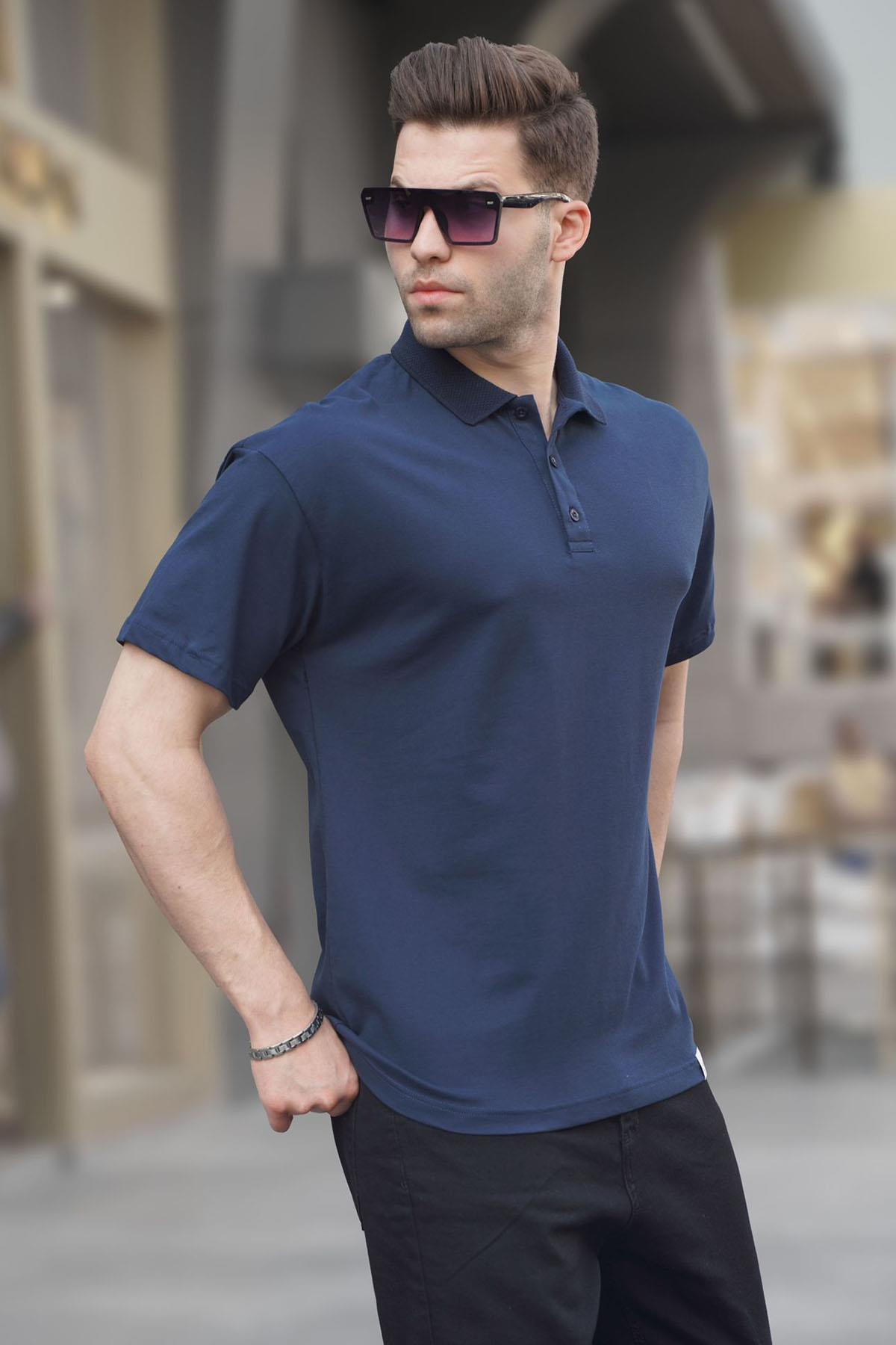 Lacivert Polo Yaka Basic Erkek Tişört 6126 Fiyatları | Flo