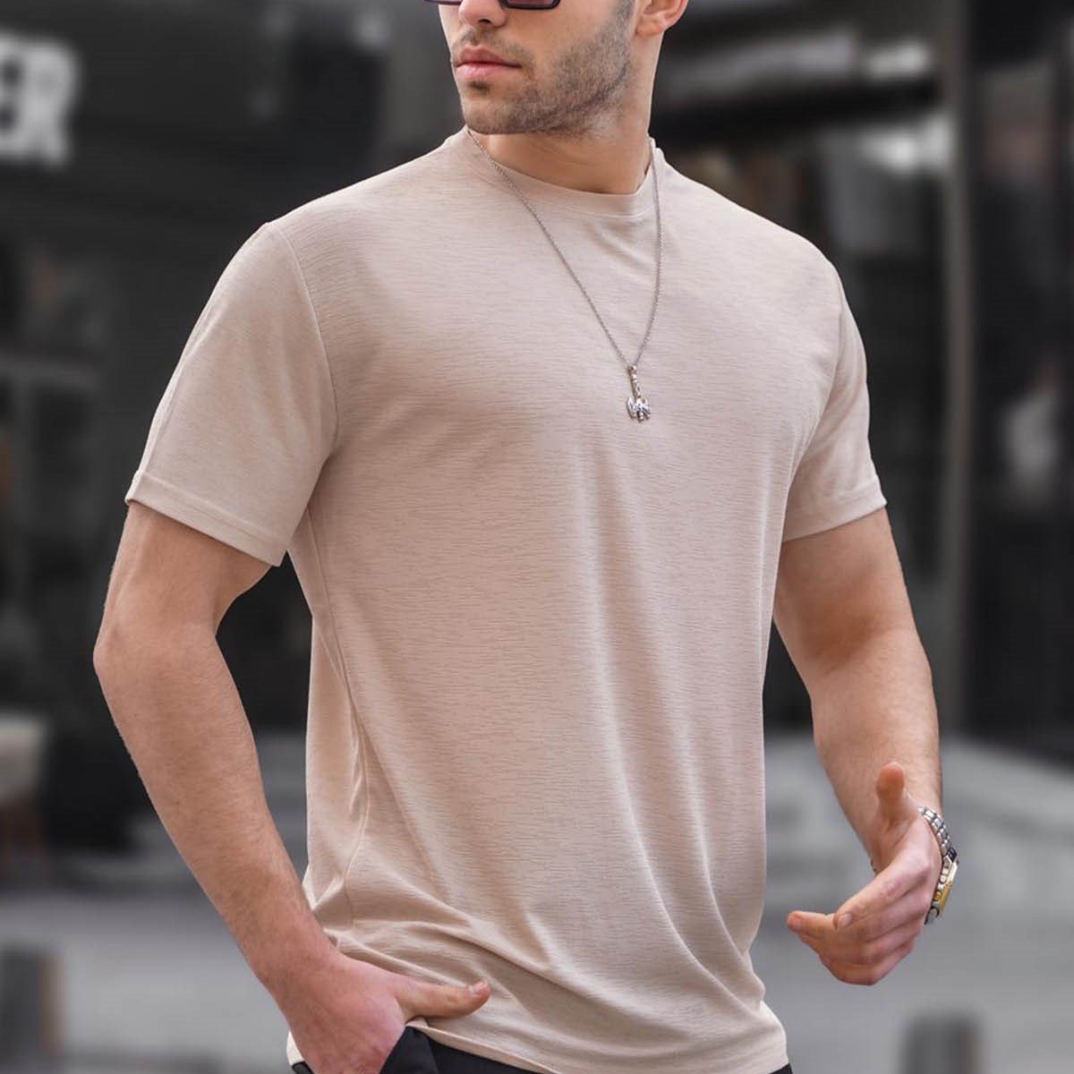 Bej Regular Fit Basic Erkek Tişört 6069 Fiyatları - 201288952 | Flo