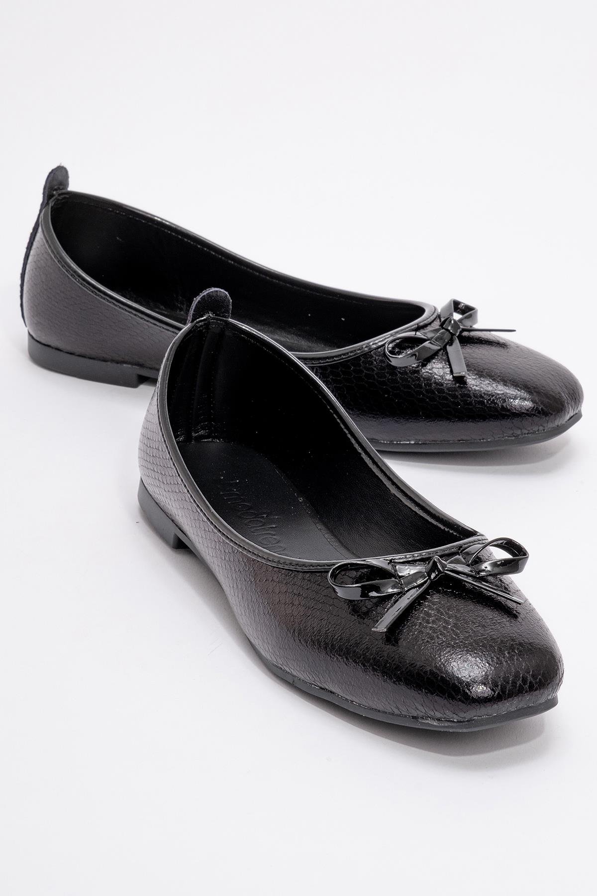 Kadın Küt Burunlu Babet SİYAH YILAN - Görsel 2