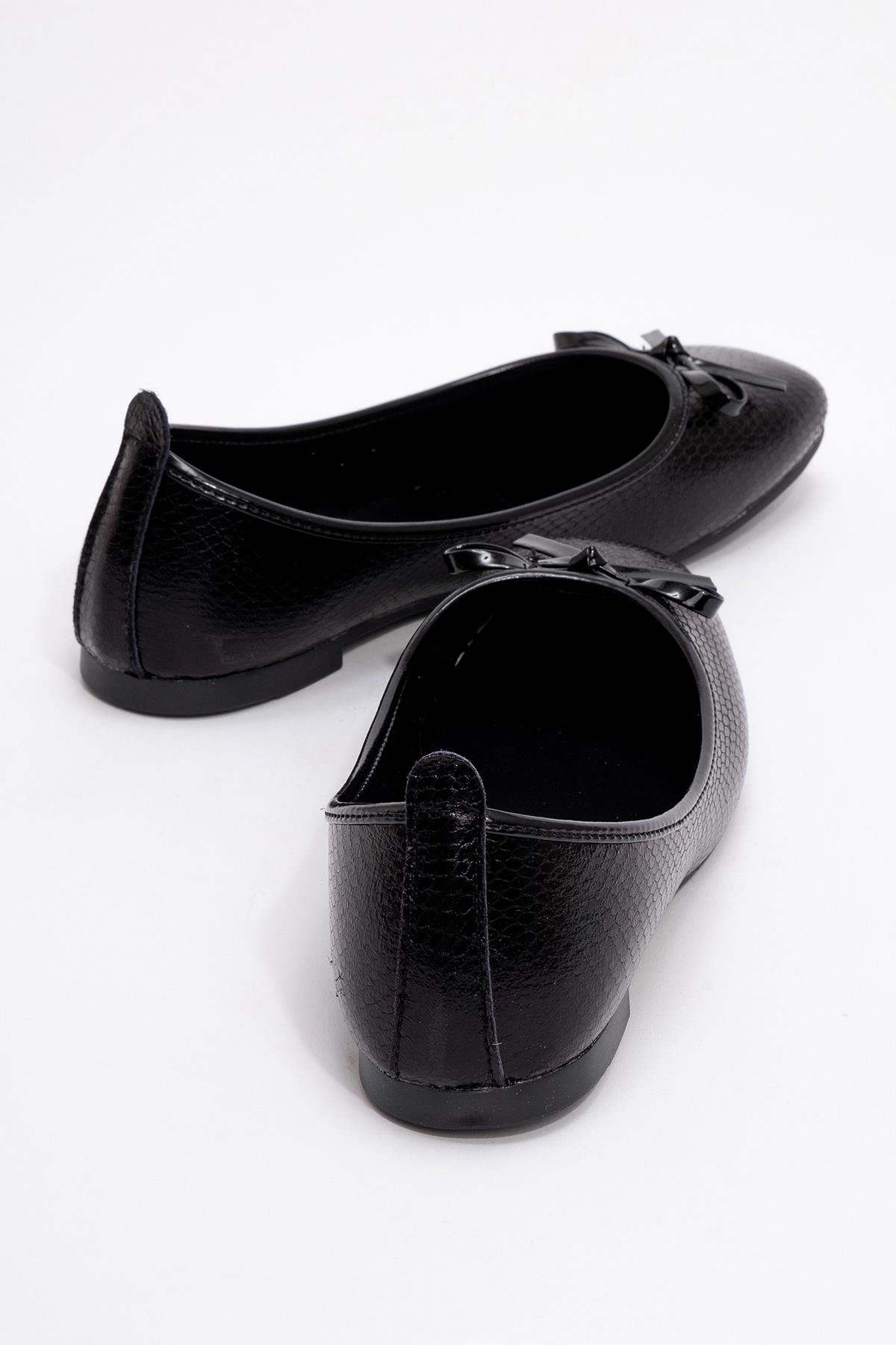 Kadın Küt Burunlu Babet SİYAH YILAN - Görsel 5